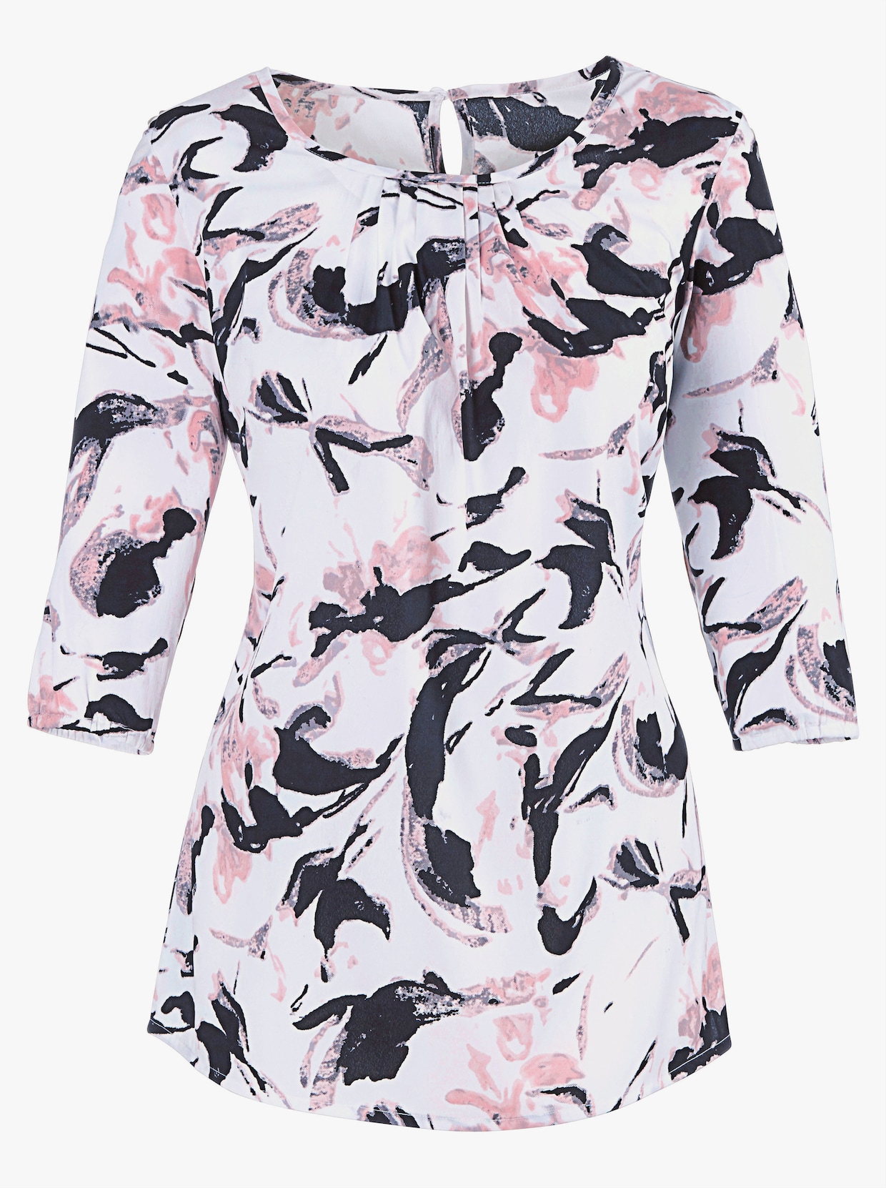 Comfortabele blouse - wit/roze geprint