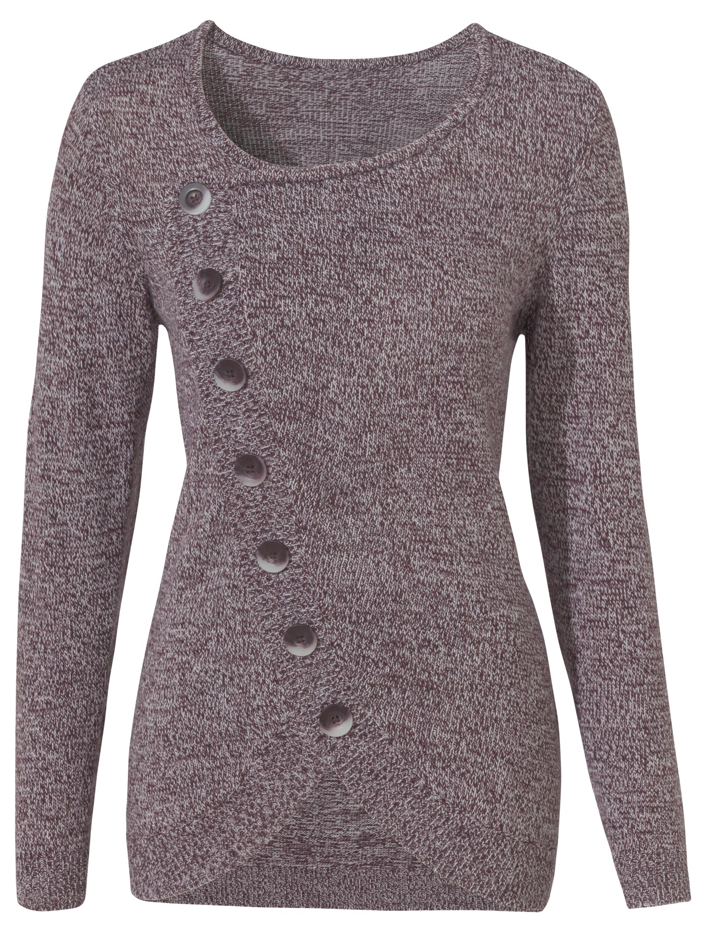 Pullover - aubergine-meliert