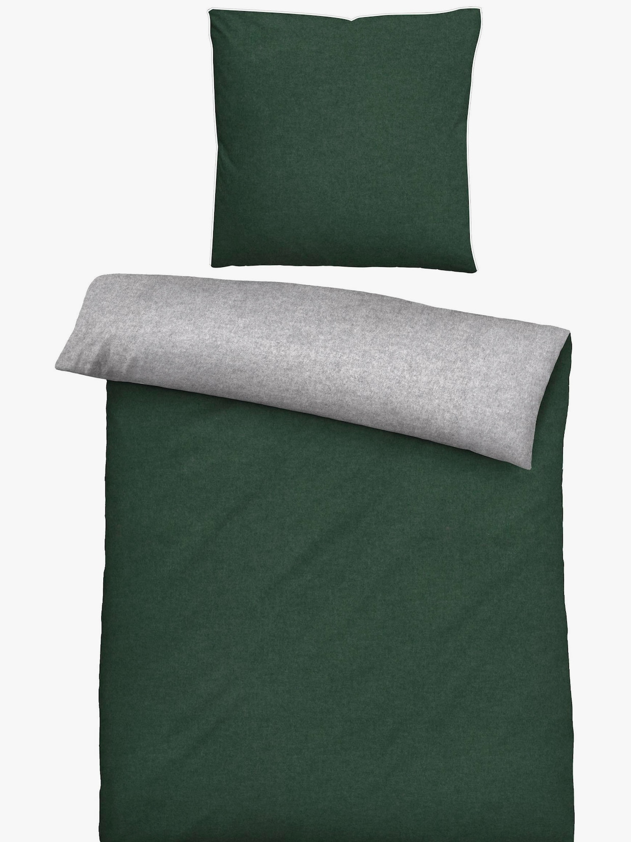 Biberna Wendebettwäsche - dunkelgrün-grau-meliert