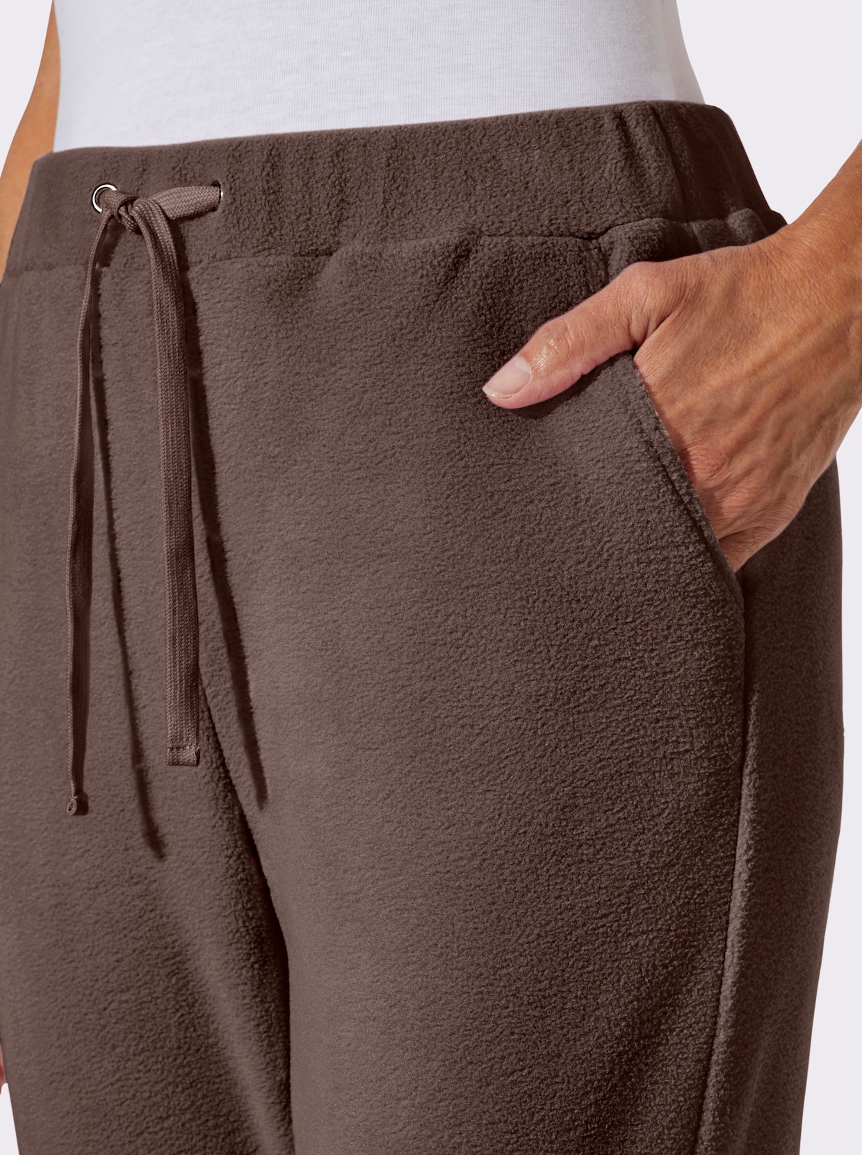 Fleecehose mit Rundum-Dehnbund - schoko