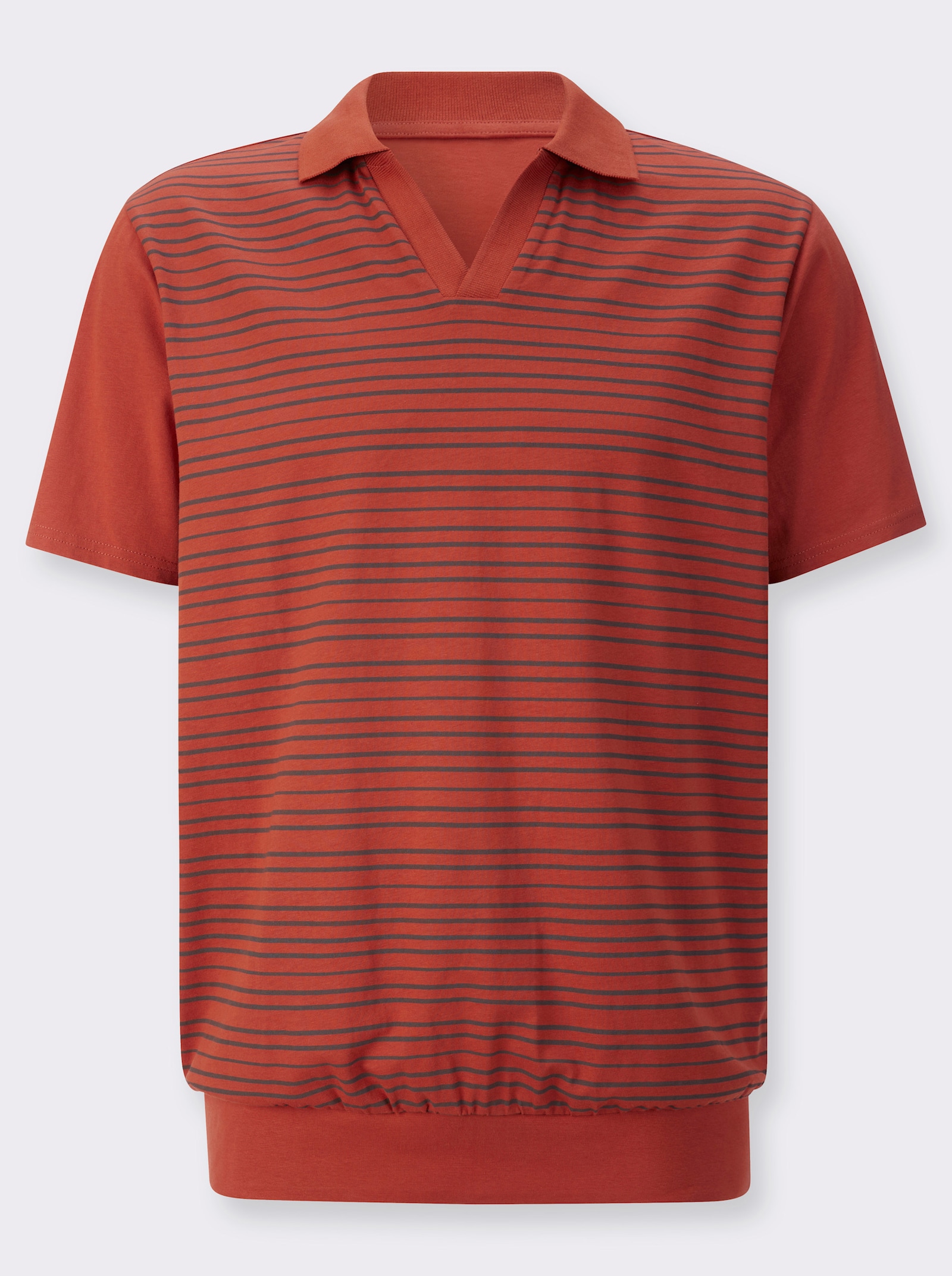 Poloshirt met elastische zoomboord - roestrood/antraciet