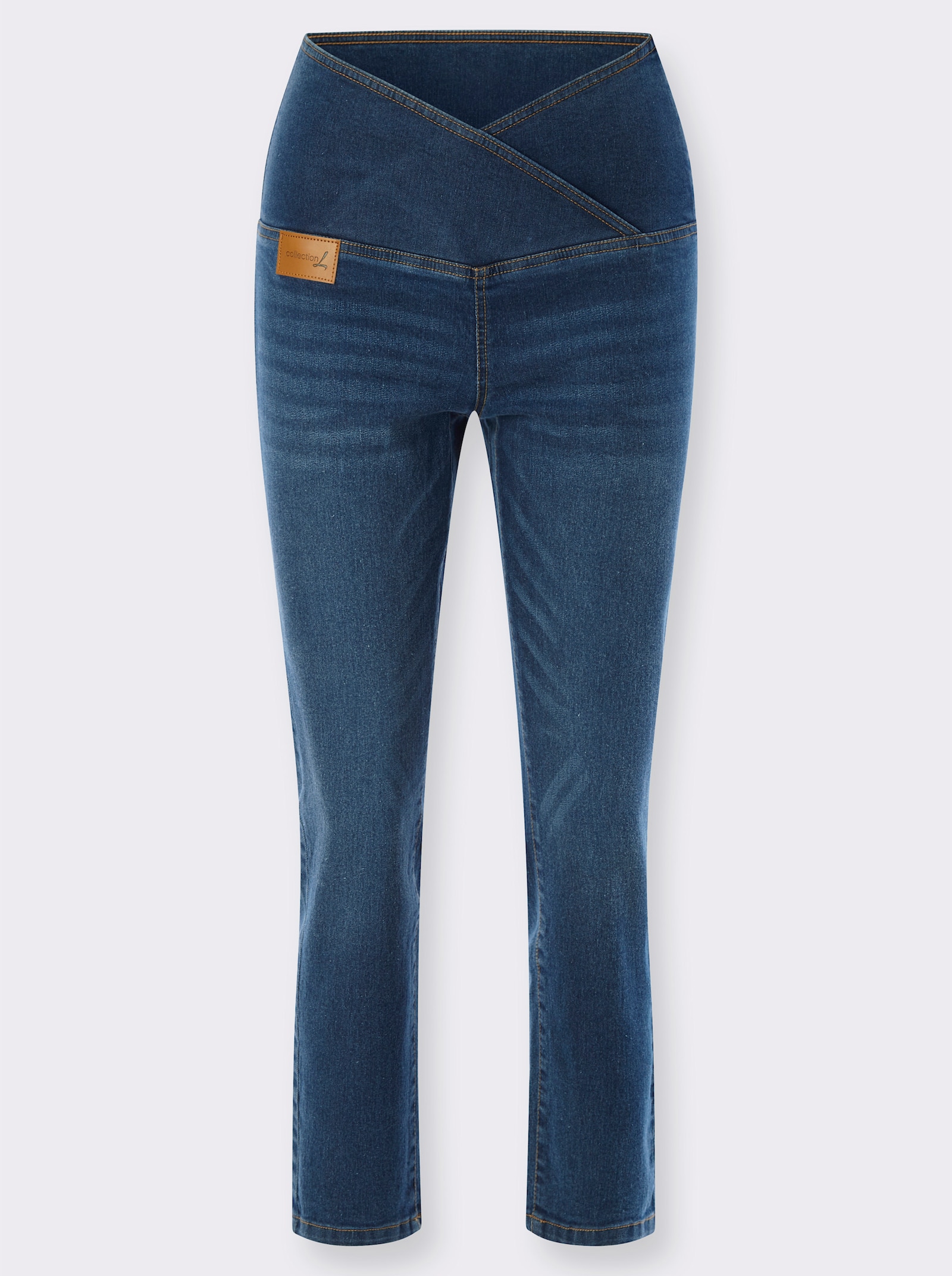 7/8-Jeans mit überlappendem Bund - blue-stone-washed