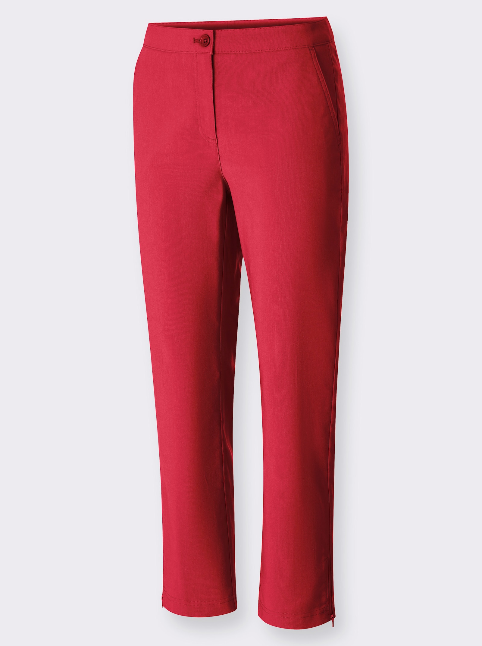 7/8-broek met ritssluitingen aan de zoom - rood