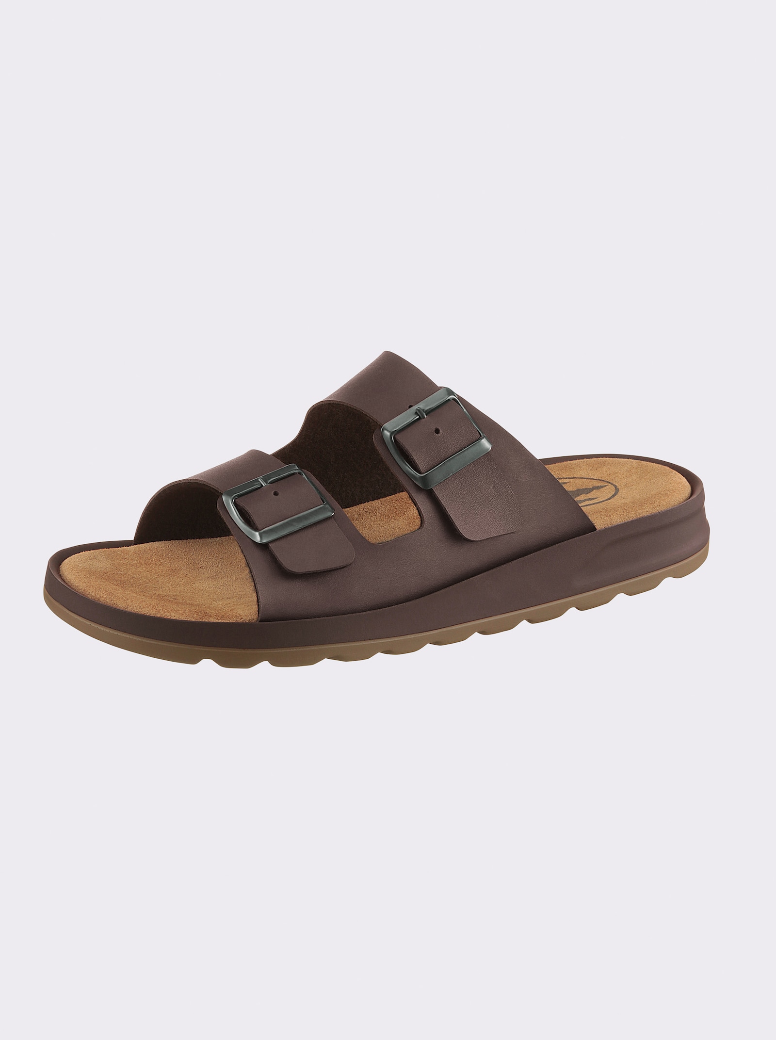 Franken Schuhe Pantolette mit gepolstertem Leder-Fussbett - braun