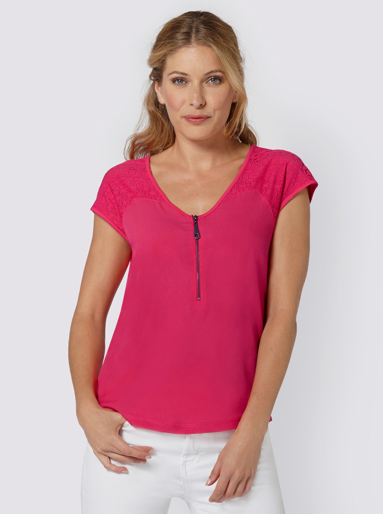 Shirt met v-hals - pink