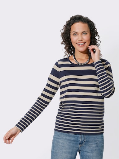 Ringelshirt mit Langarm - marine-sand-geringelt