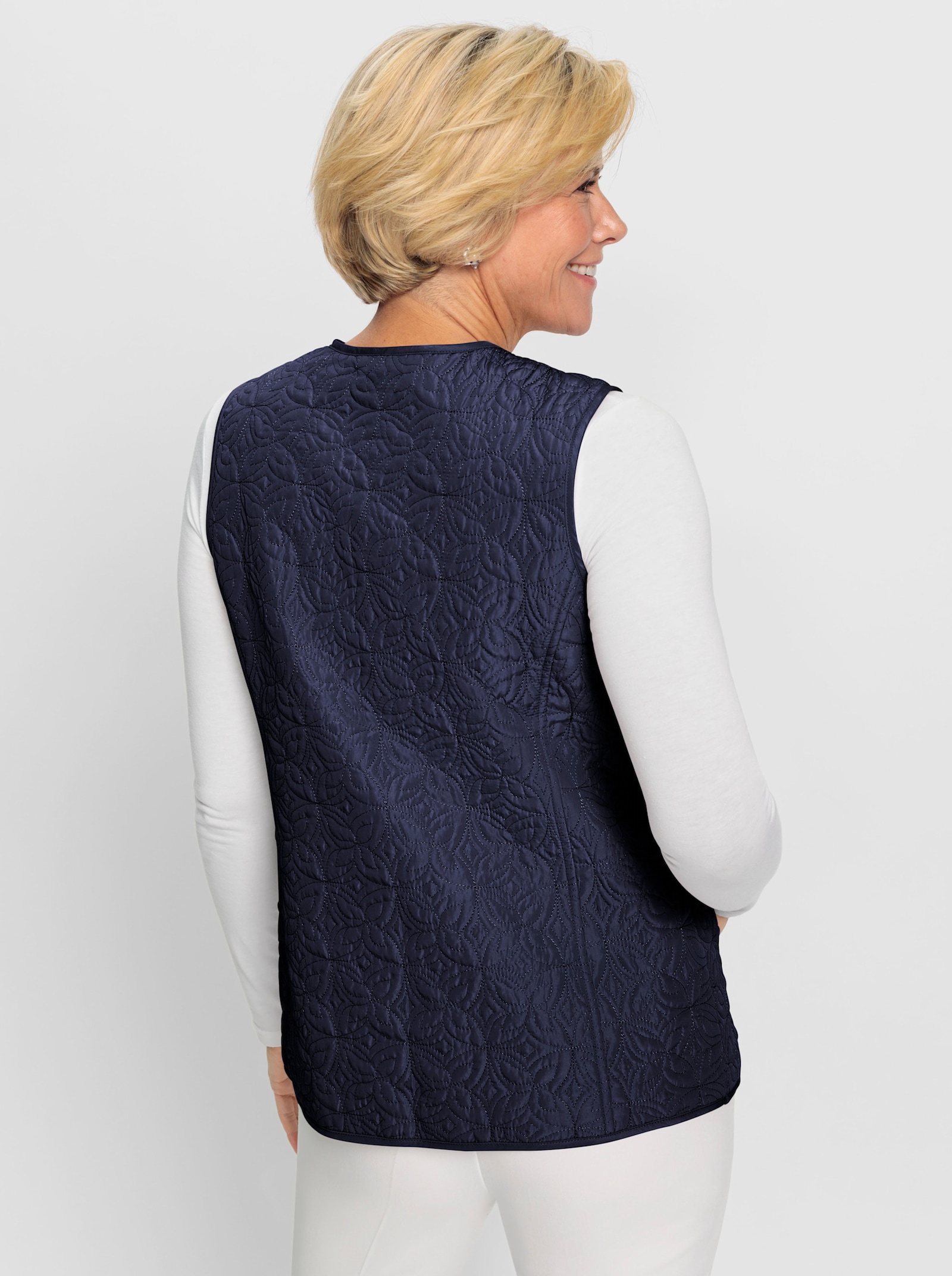 Steppweste mit Schmuckknöpfen - marine