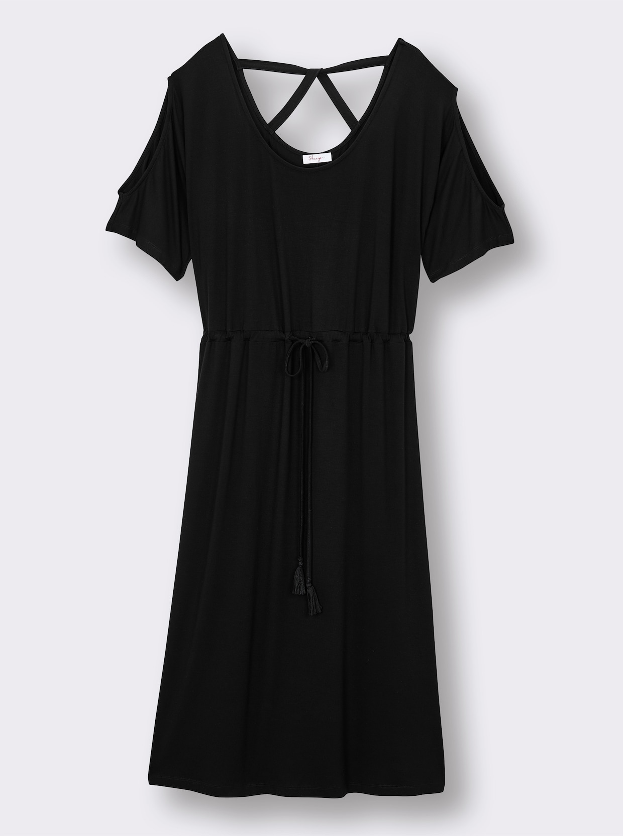 sheego Jurk in A-lijn met gekruiste bandjes achter - zwart