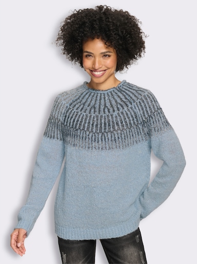 heine Strickpullover mit Raglanärmeln - bleu-meliert