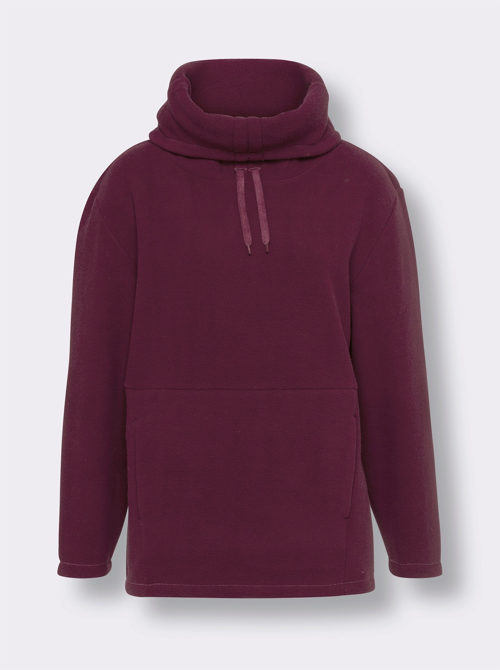 Fleecové tričko se širokým rolákovým límcem - burgundská