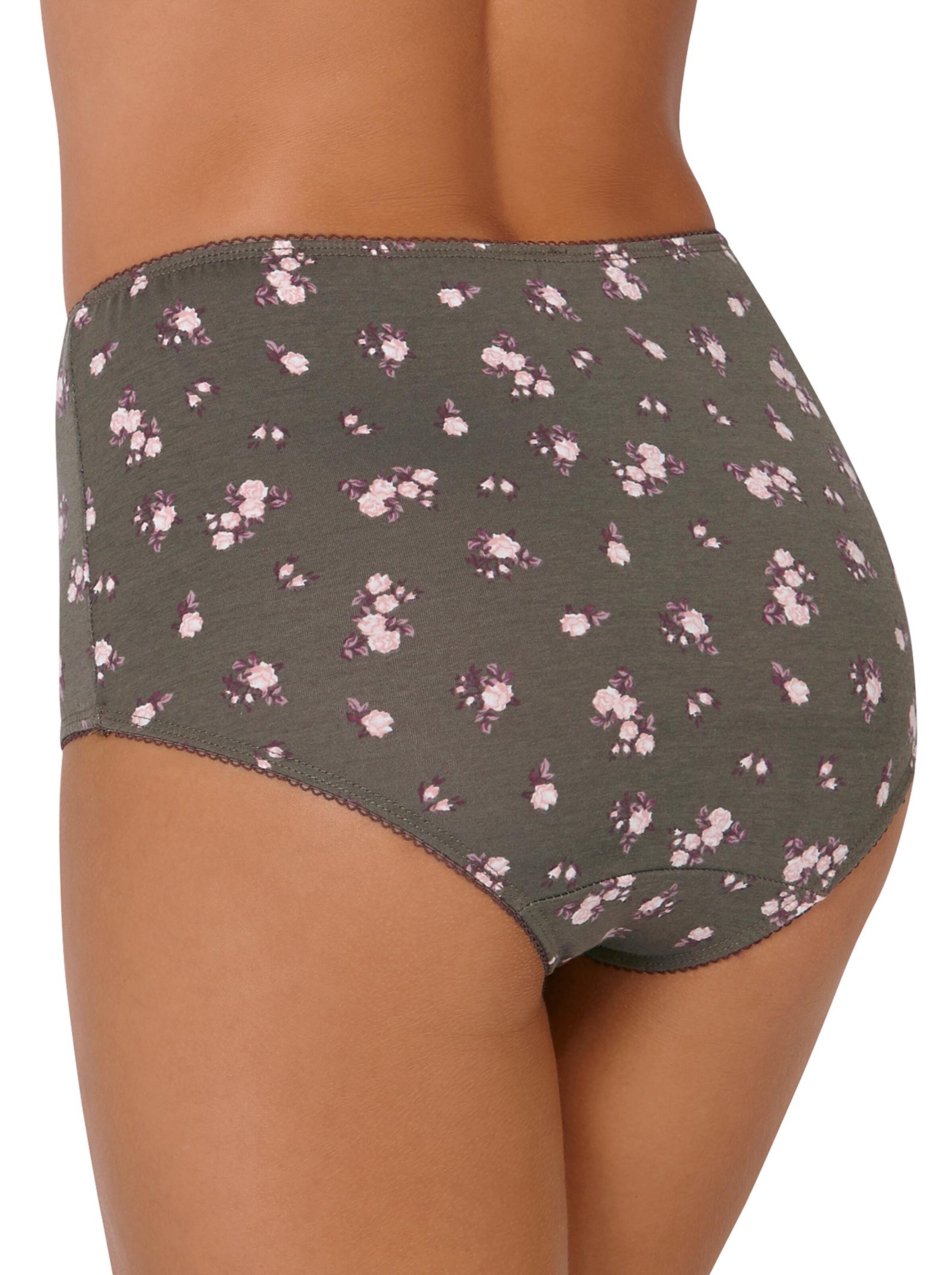 wäschepur Taillenslip - 2x oliv-bedruckt + bordeaux + mauve