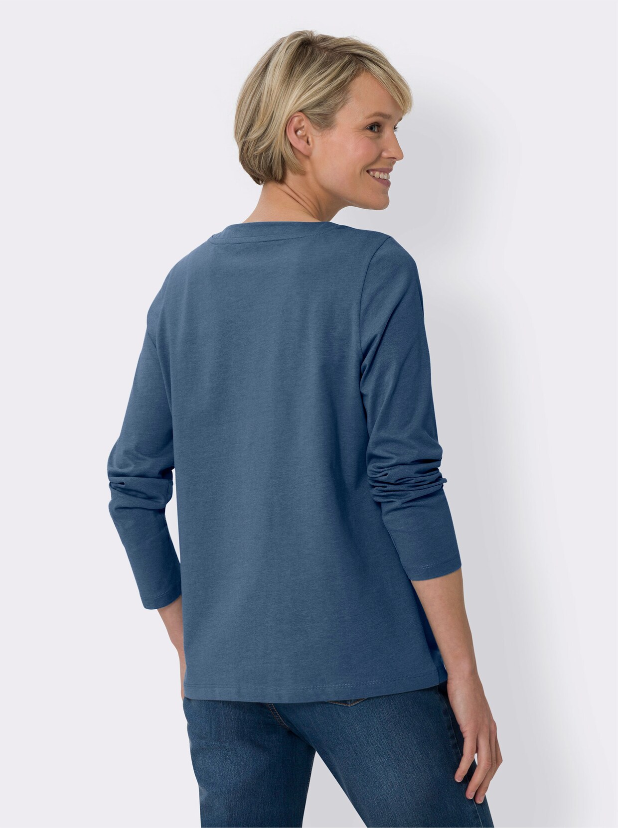 Langarmshirt - jeansblau-meliert