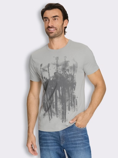 Marco Donati Kurzarmshirt mit Gitarren-Print vorne - hellgrau-bedruckt