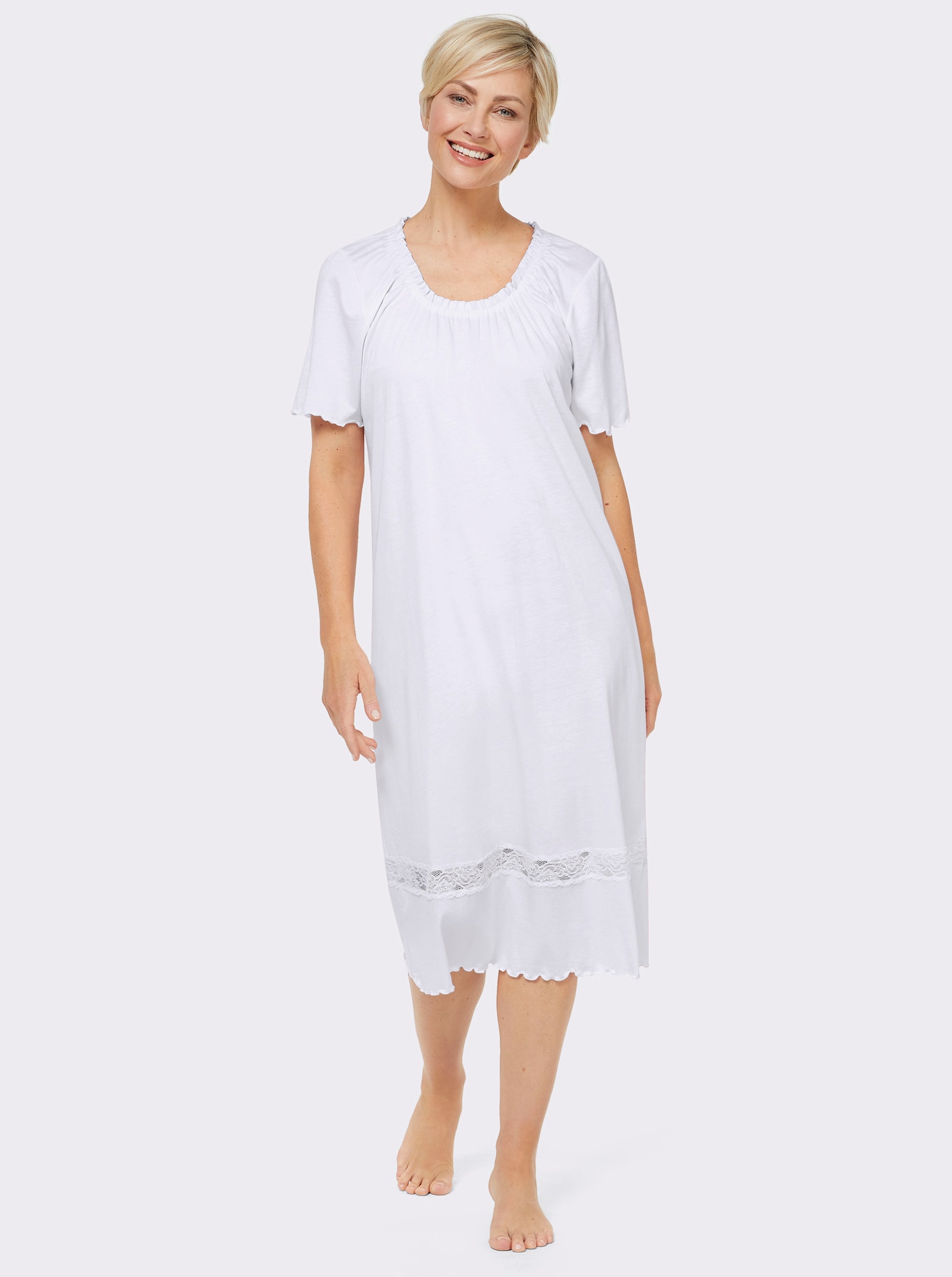 wäschepur Chemise de nuit évasée - blanc