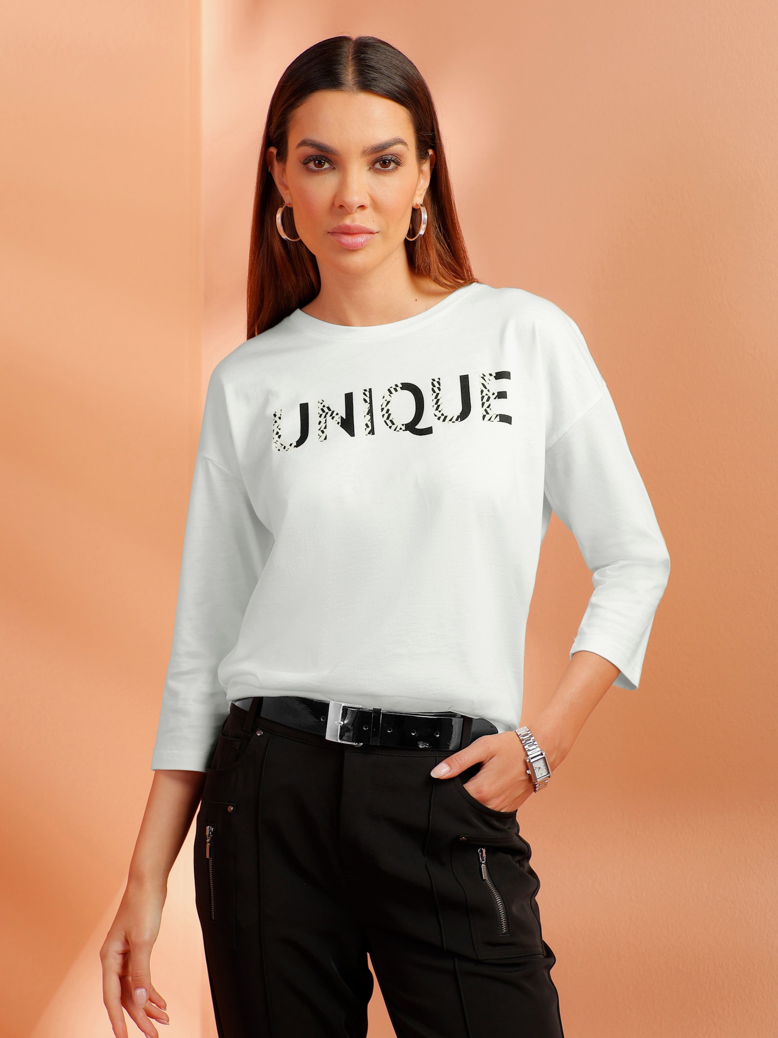 heine 3/4-Arm-Shirt mit Schriftzug - ecru