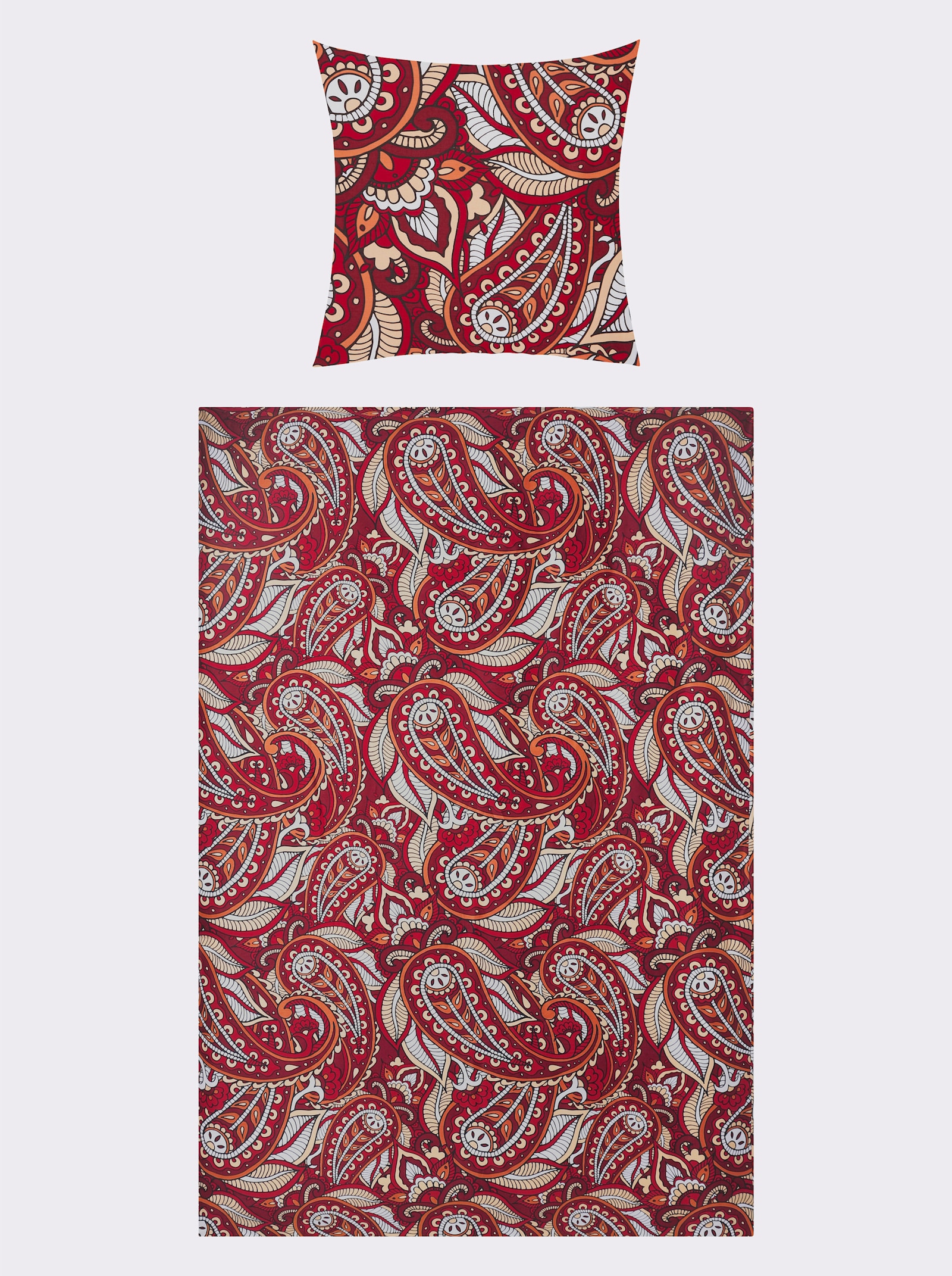 wäschepur Bettwäsche - rot-ecru-bedruckt
