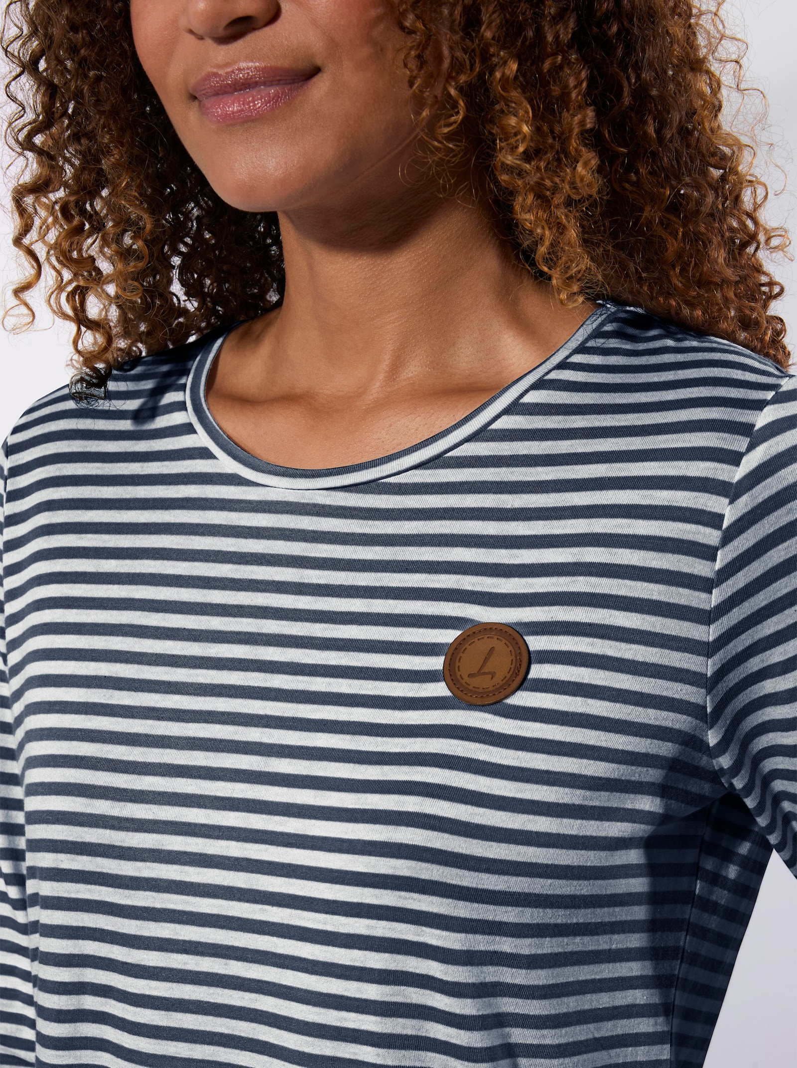 3/4-Arm-Shirt im Ringel-Dessin - dunkelblau-weiß-geringelt