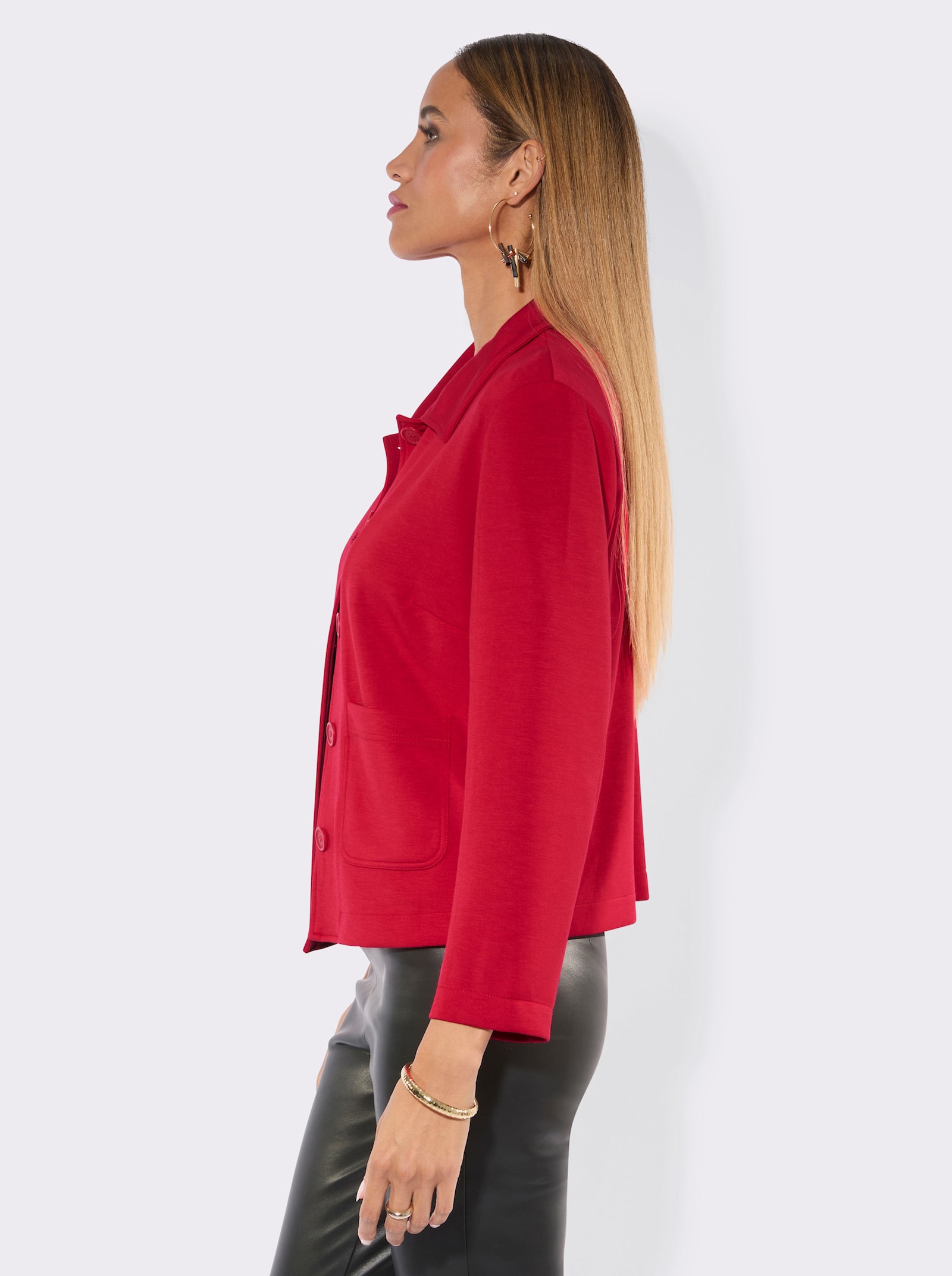 Blouson-Blazer in Interlock-Qualität - rot