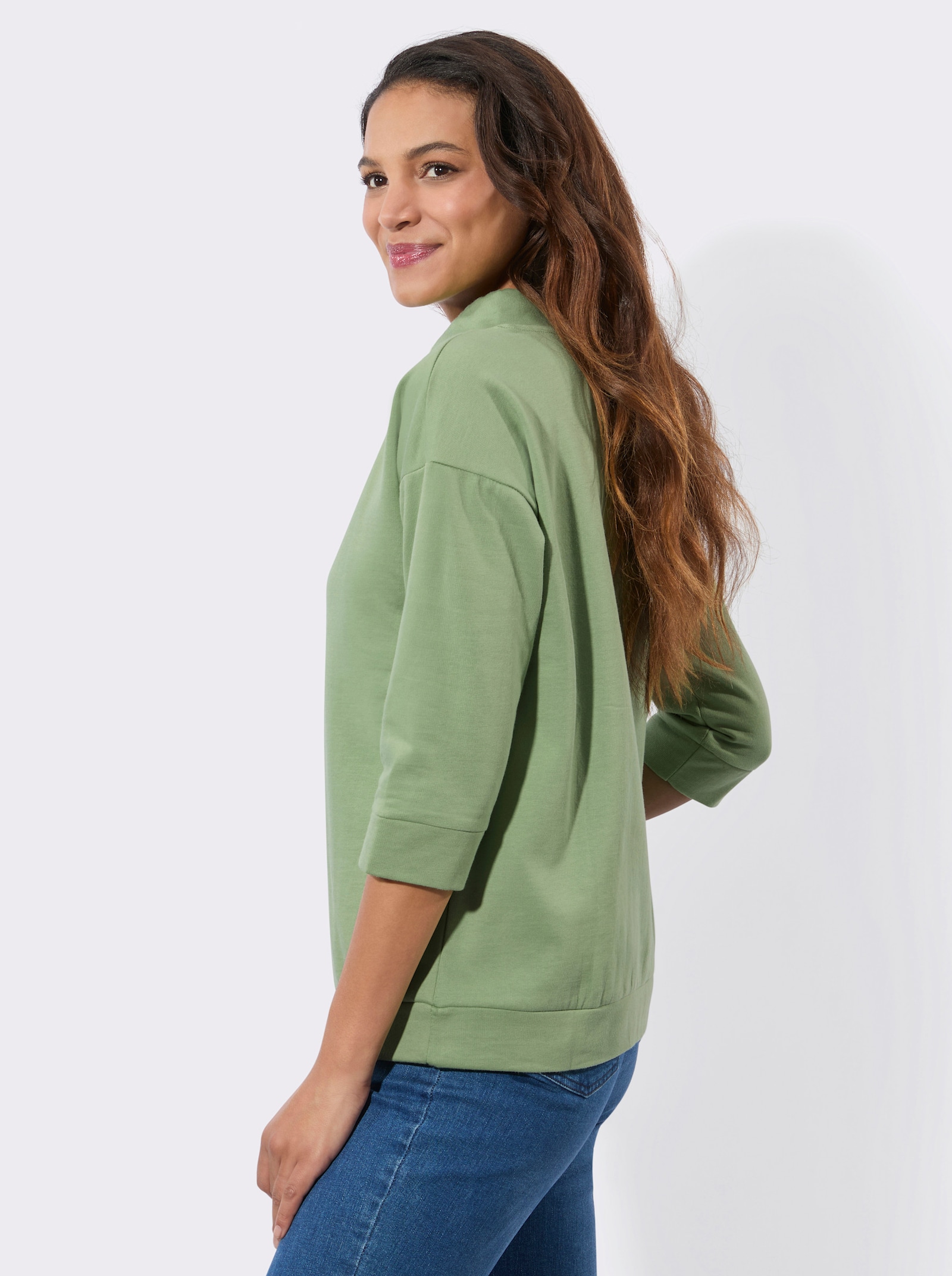 Sweatshirt mit überschnittenen Schultern - eucalyptus