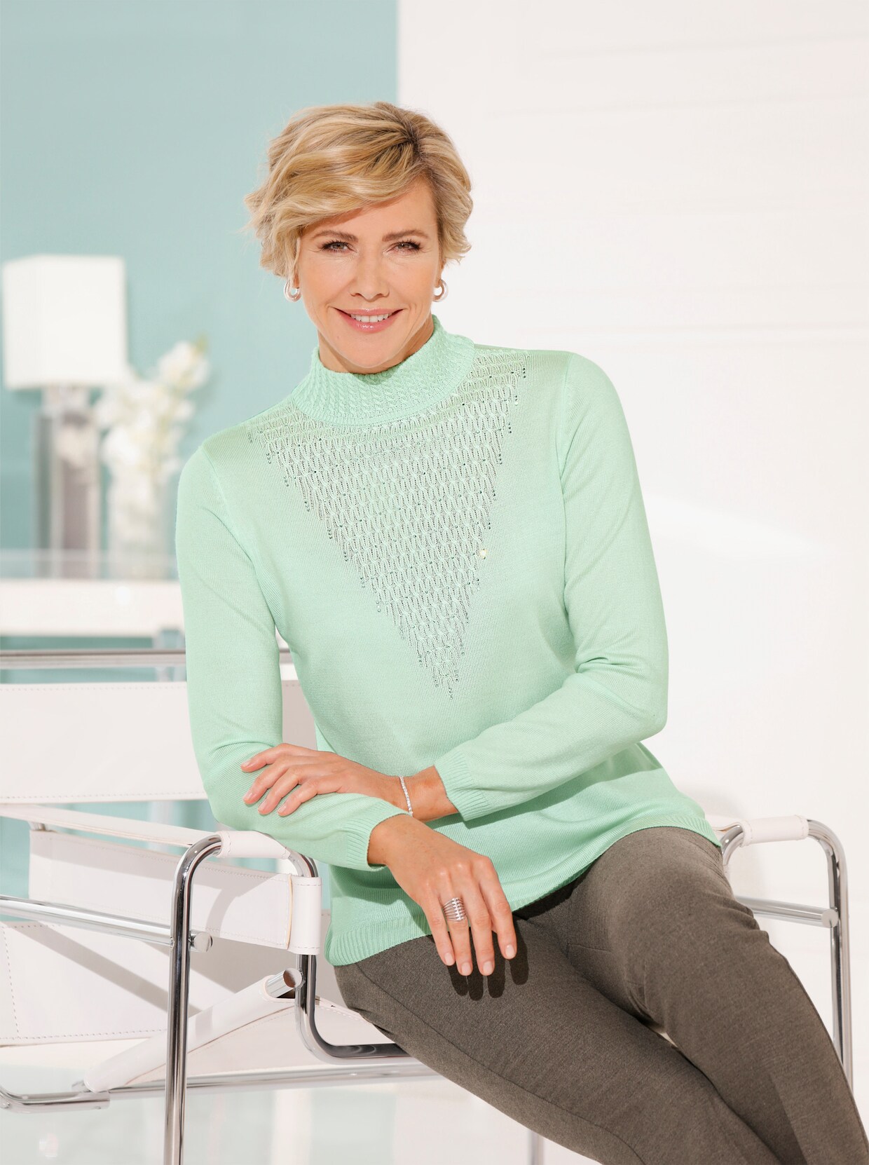 Pullover met lange mouwen - zacht mint