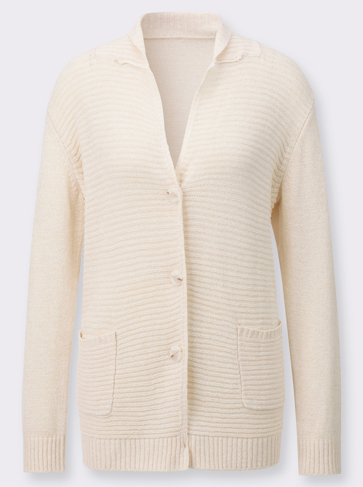 Strickjacke mit Reverskragen - champagner-elfenbein