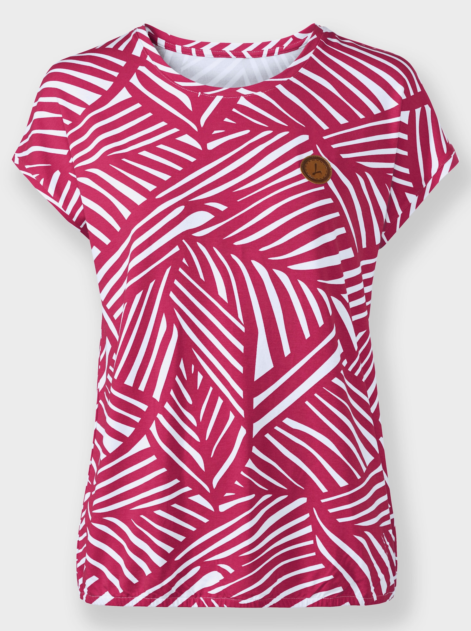 Shirt in tweekleurig dessin, onderhoudsarm - fuchsia/wit bedrukt