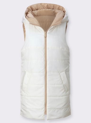 Keerbare bodywarmer met verschillend gekleurde kanten - beige/ecru
