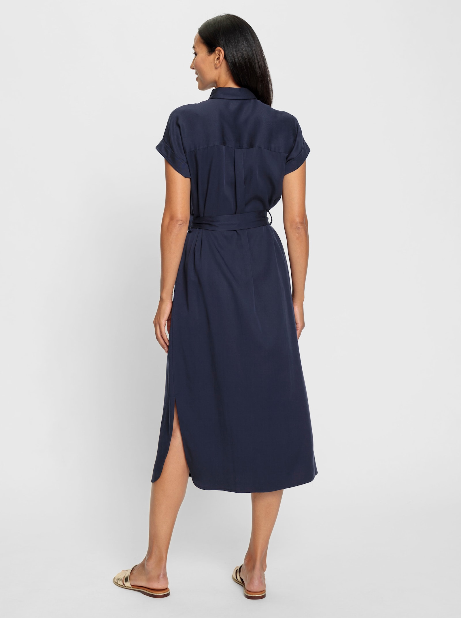 heine Hemdblusenkleid inklusive Bindegürtel - marine