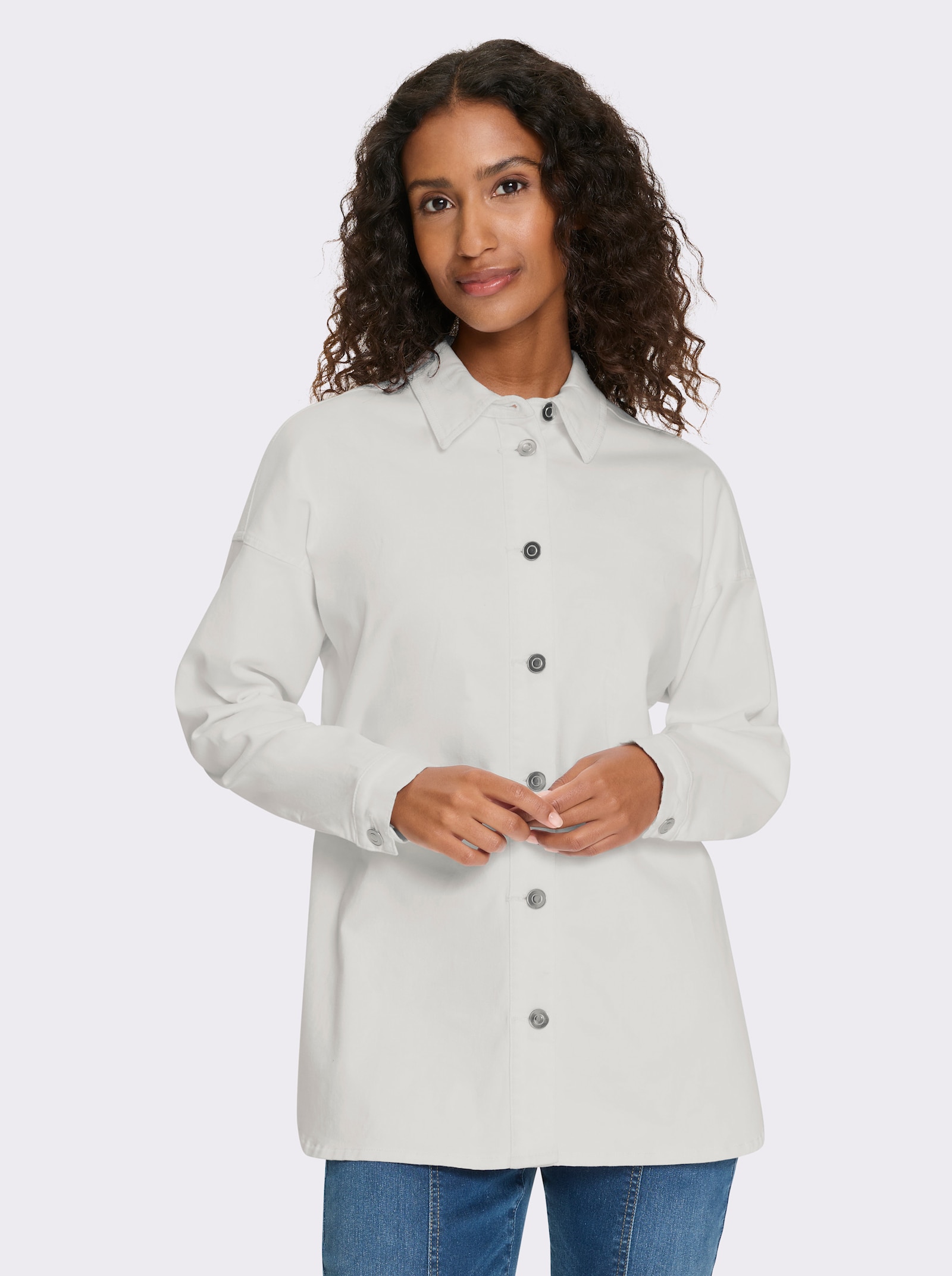 heine Jeansbluse mit Seitenschlitzen - ecru