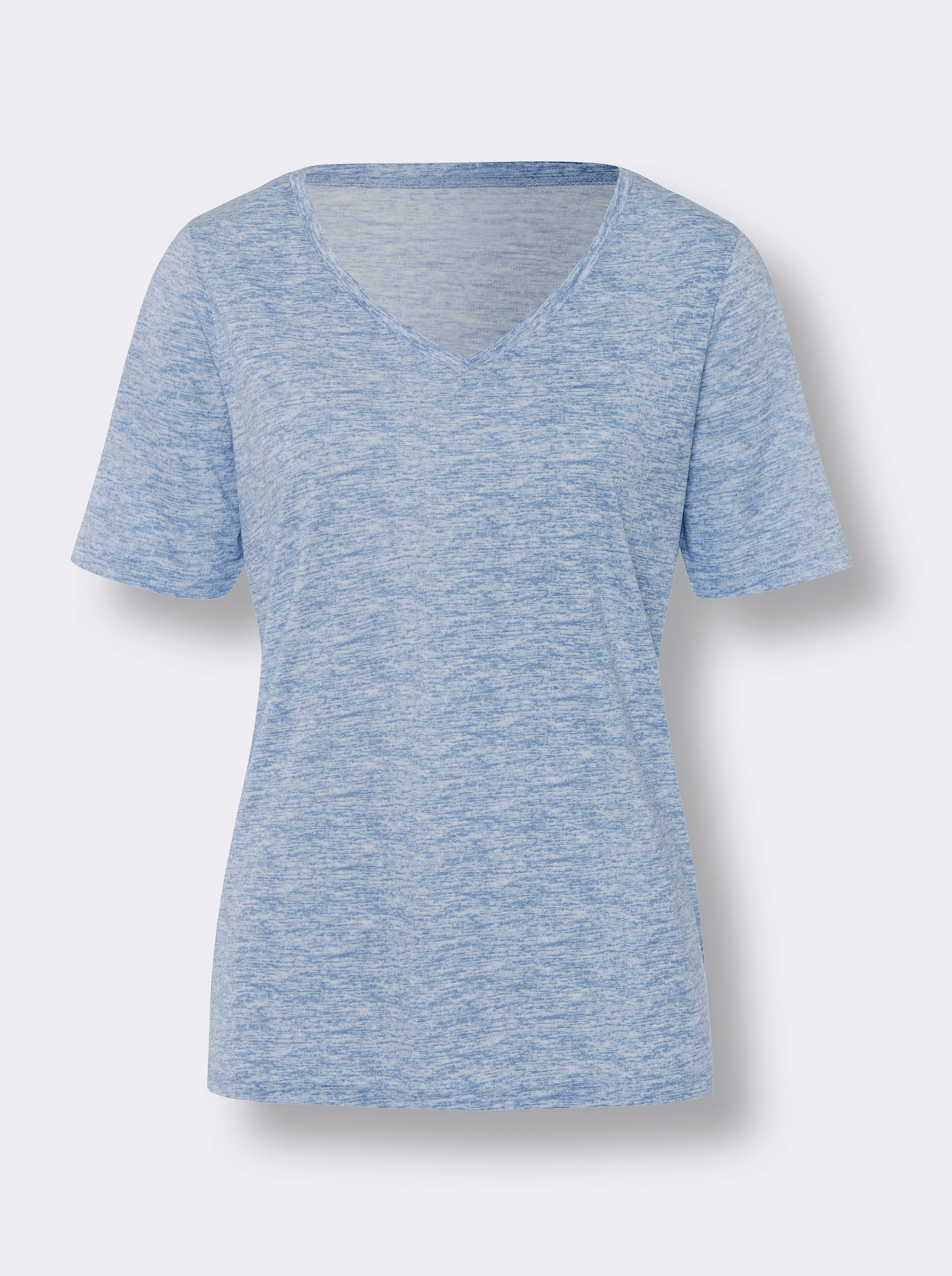 Kurzarm-Shirt - himmelblau-meliert