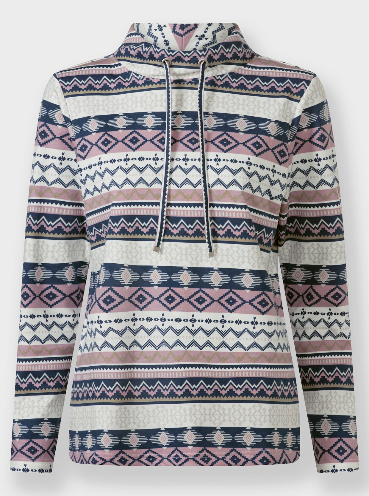 Sweatshirt - ecru-mauve-bedruckt
