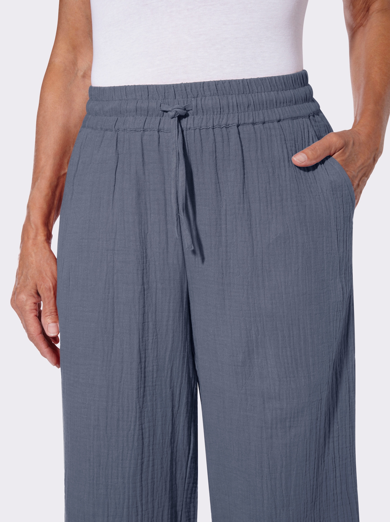 Culotte in Struktur-Qualität - rauchblau