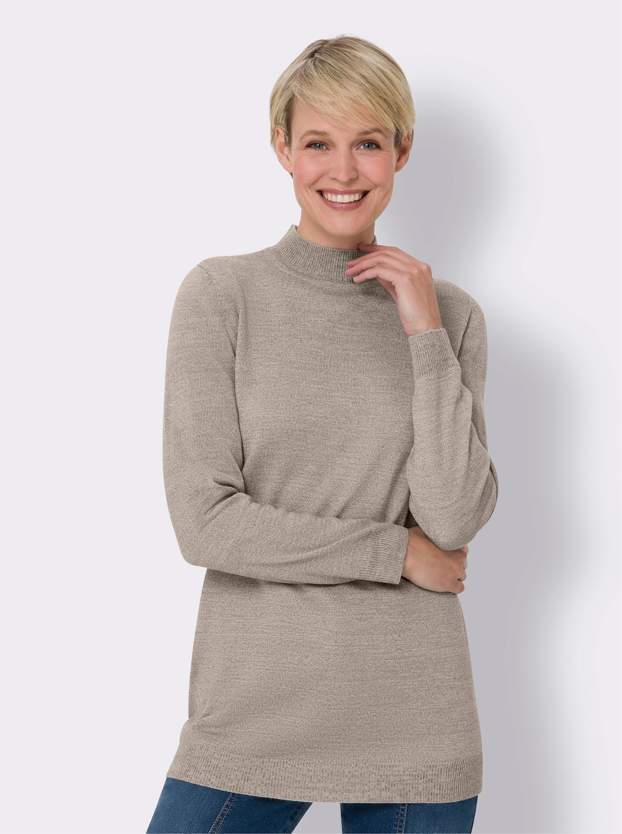 Lange pullover - sesam/ecru gemêleerd