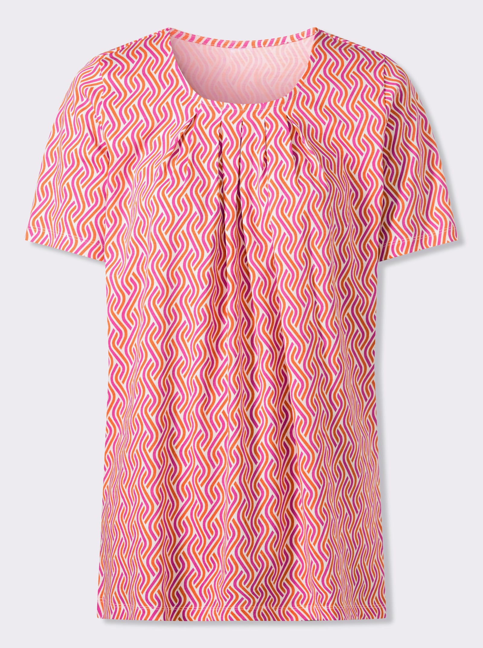 Longshirt in A-Linie - fuchsia-orange-bedruckt