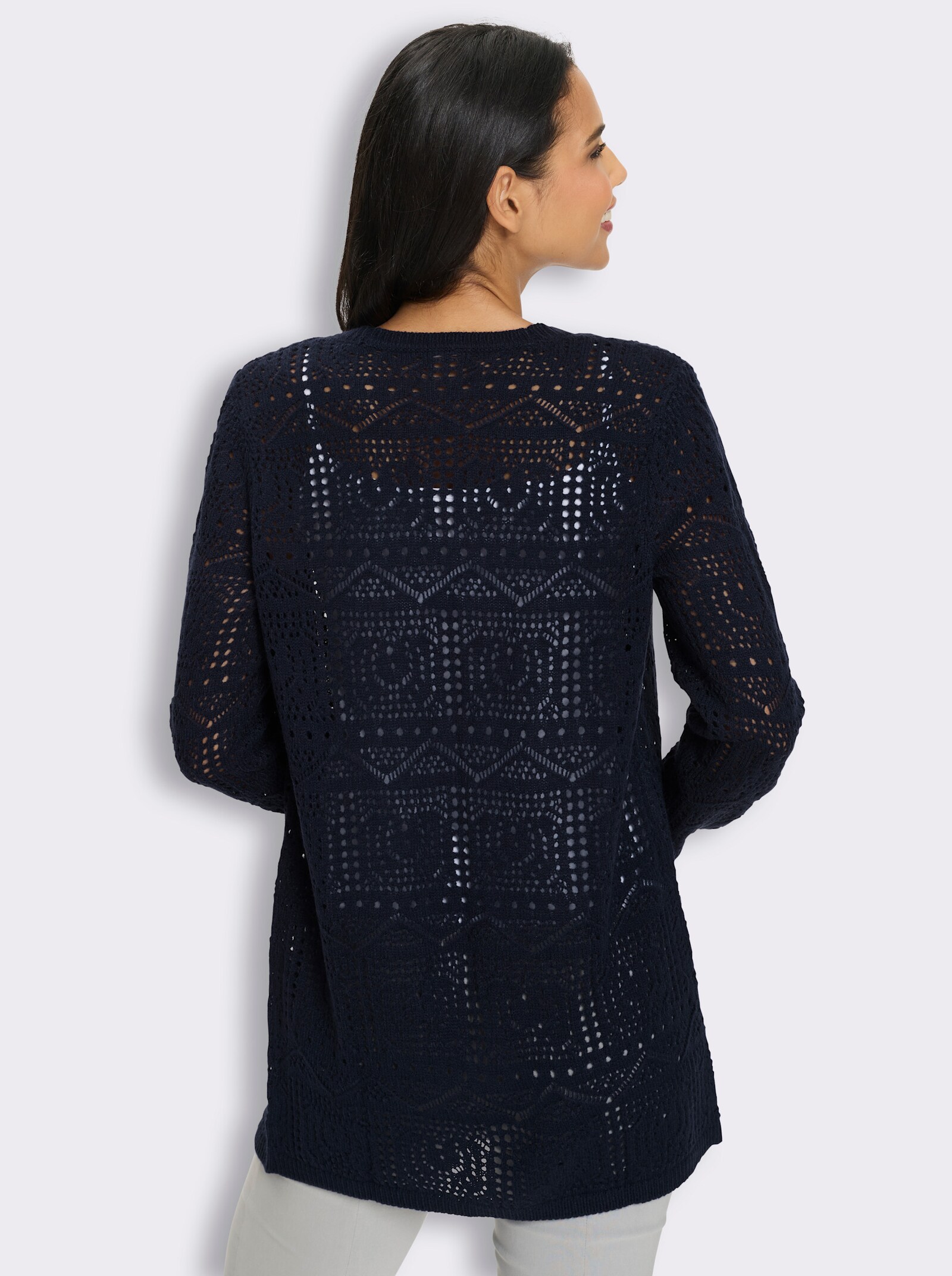 Cardigan in Ajour-Strickmuster - marine