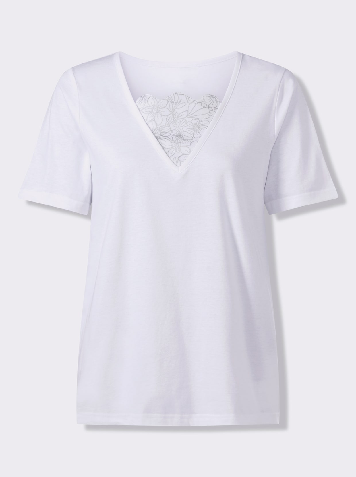 2-in-1-Shirt mit Glitzerdruck - ecru