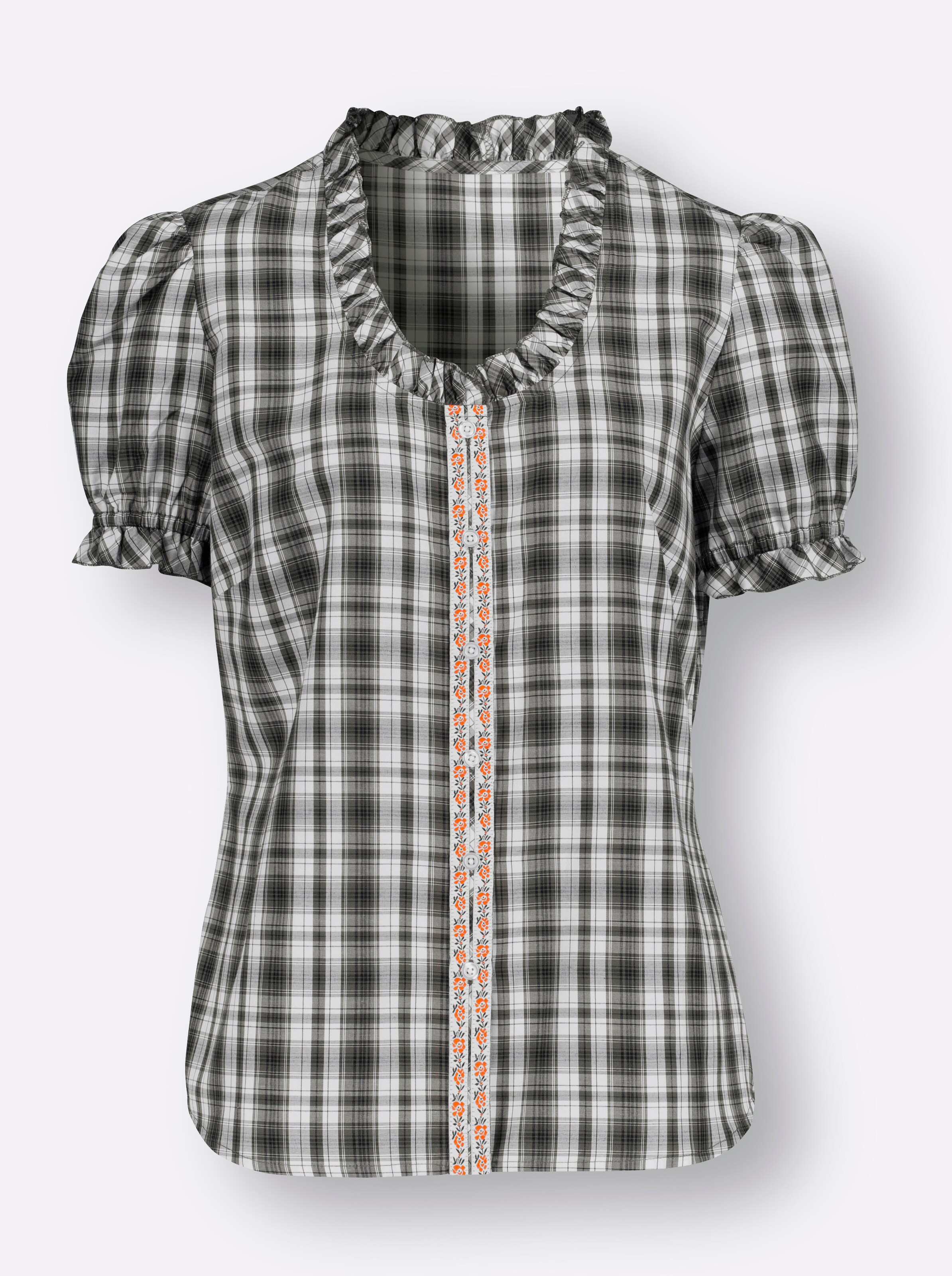 Witt Weiden Damen Trachtenbluse oliv kariert  - Onlineshop Witt Weiden