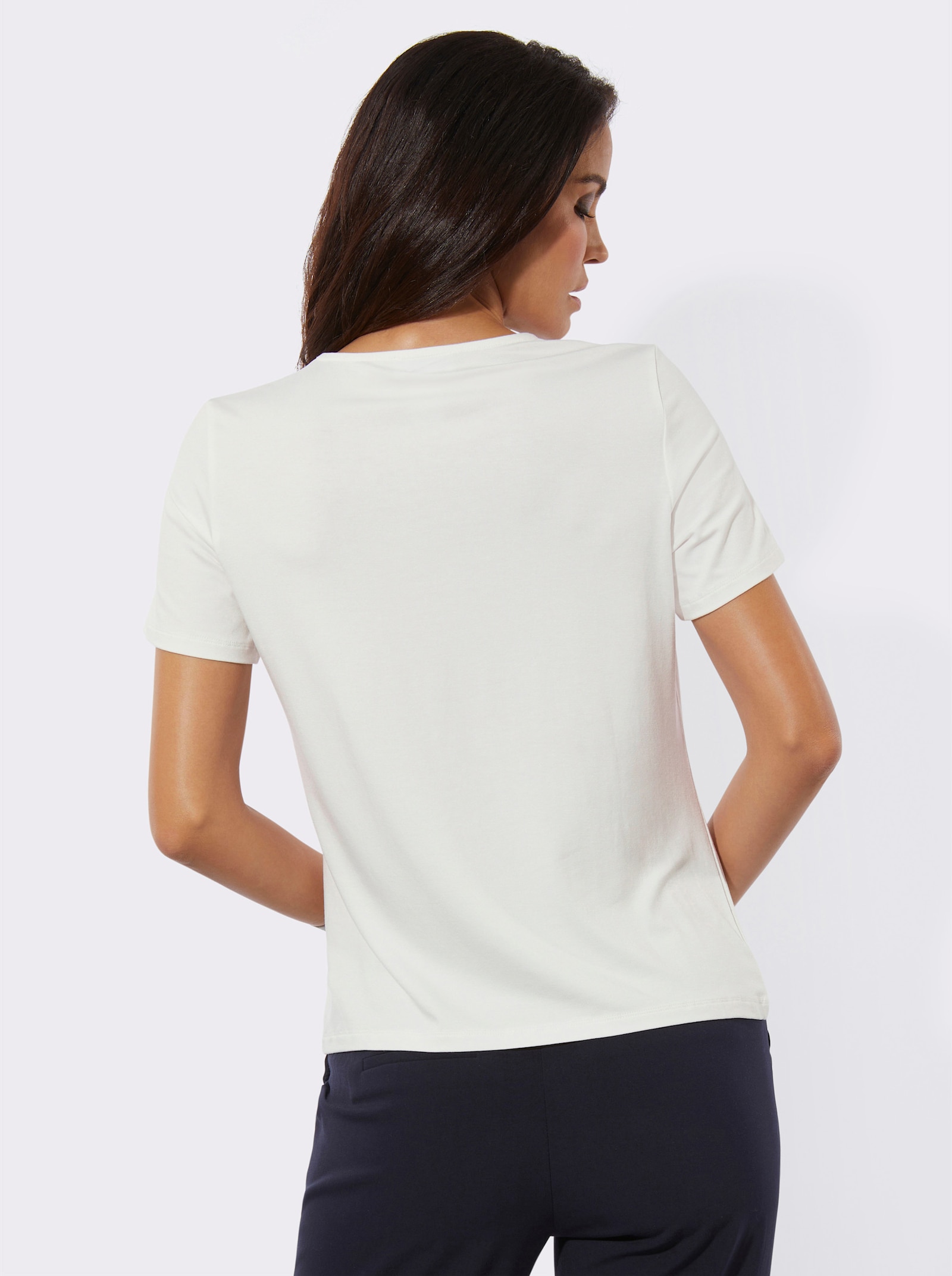 Shirt mit Glitzersteinchen - ecru