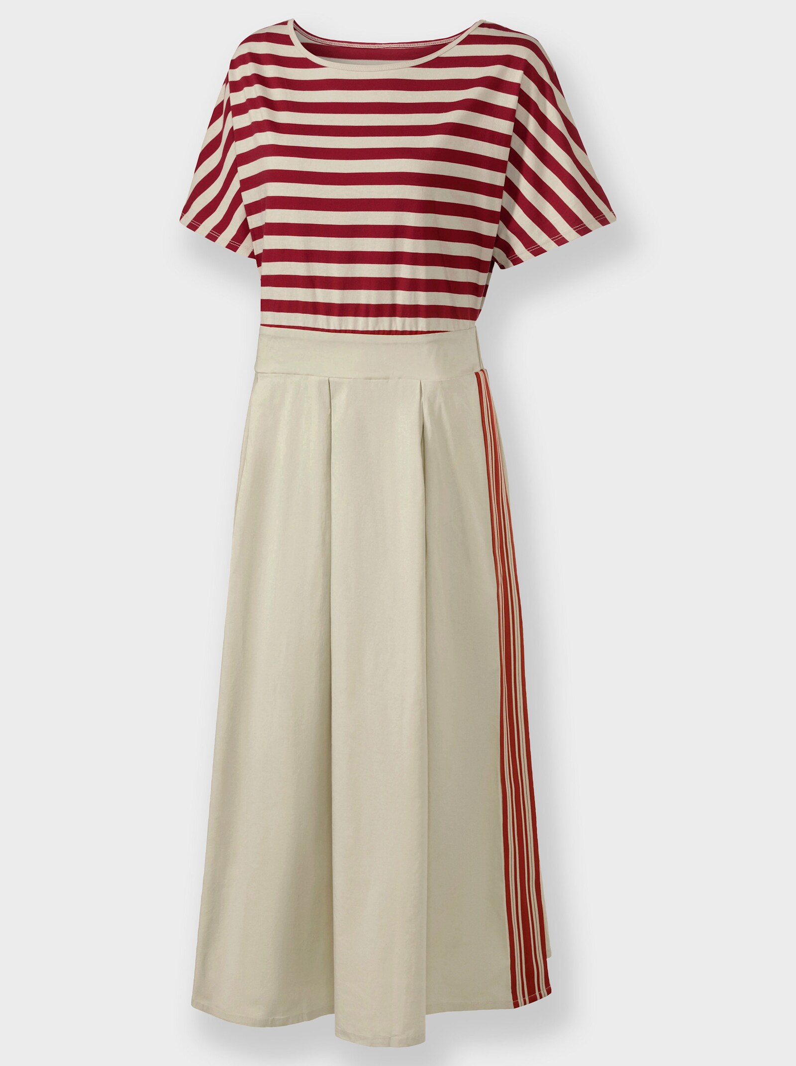 heine Freizeitkleid zum Schlupfen - sand-dunkelrot-geringelt