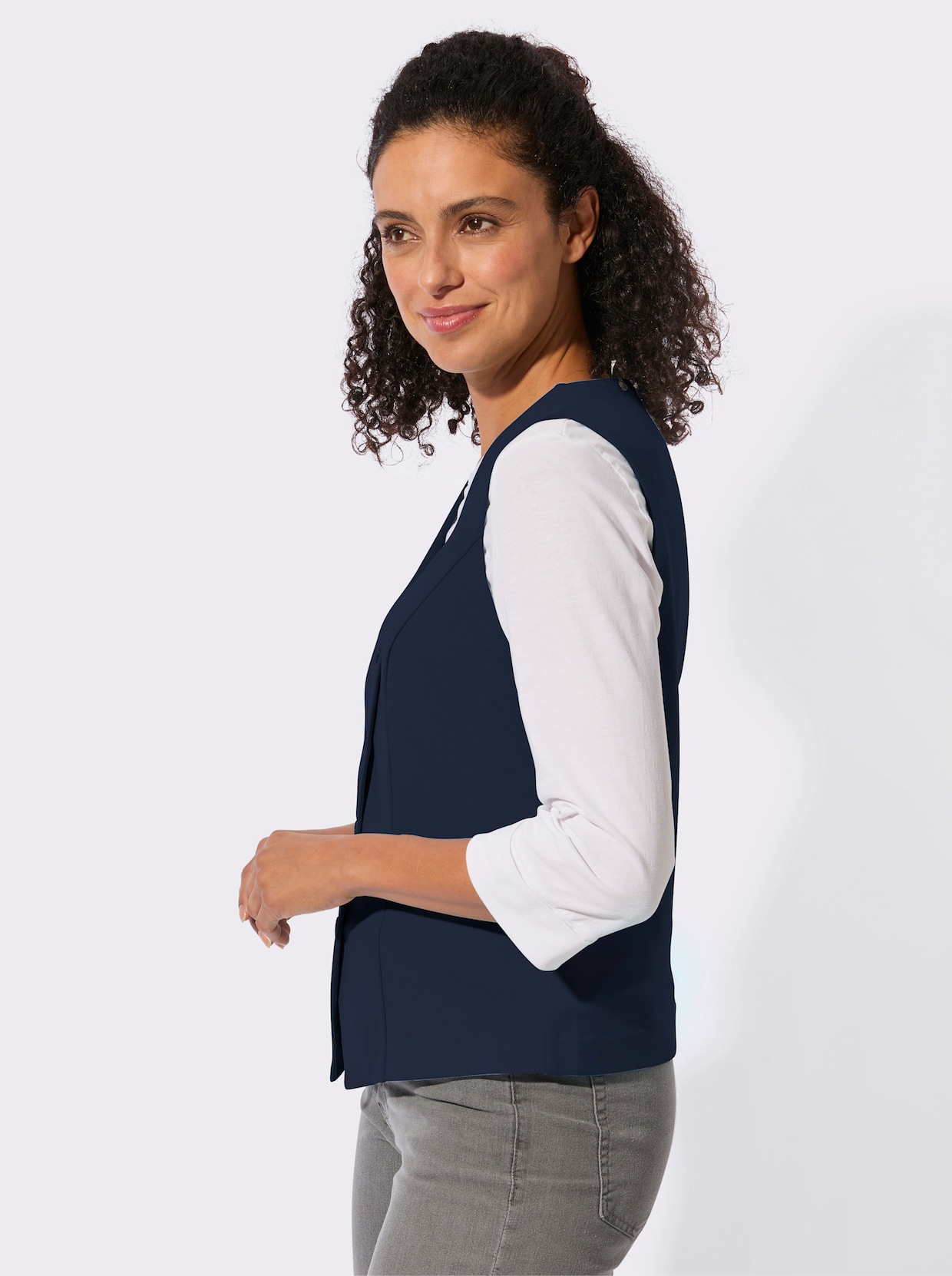 Anzugweste in Interlock-Qualität - dunkelblau