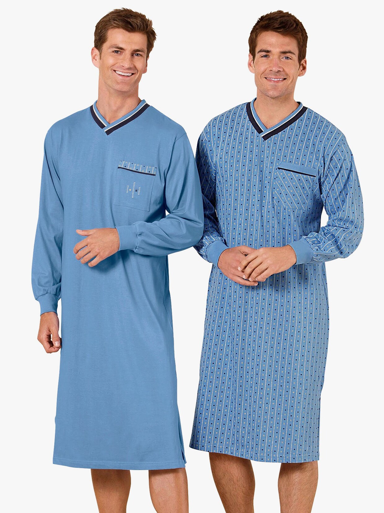 KINGsCLUB Noční košile s dlouhým rukávem - modrá