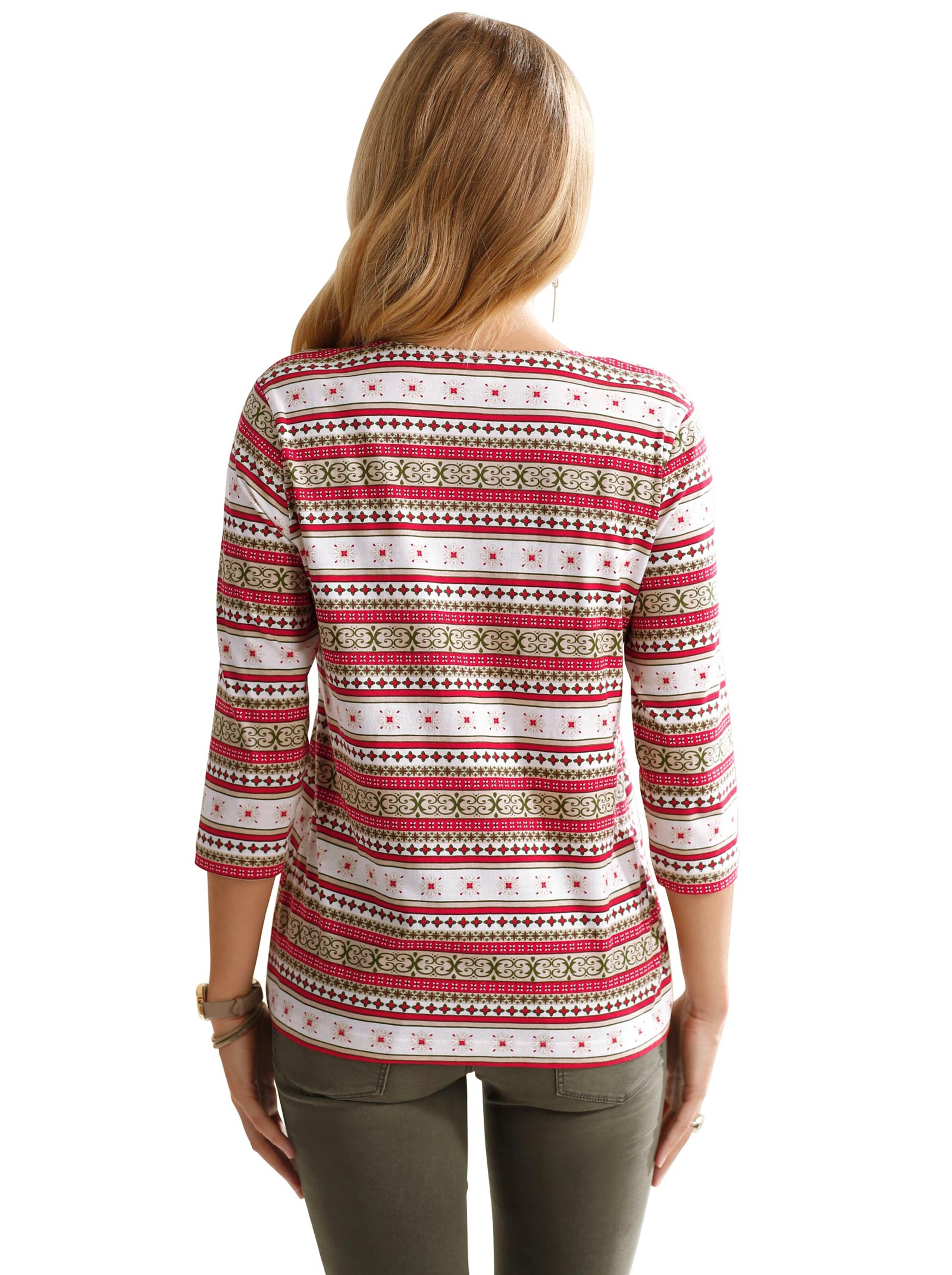 Shirt - beige-rot-gemustert