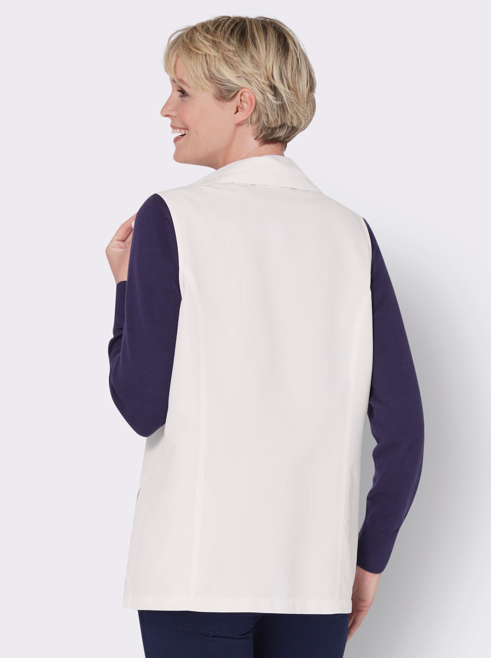 Longweste aus Microfaser - ecru