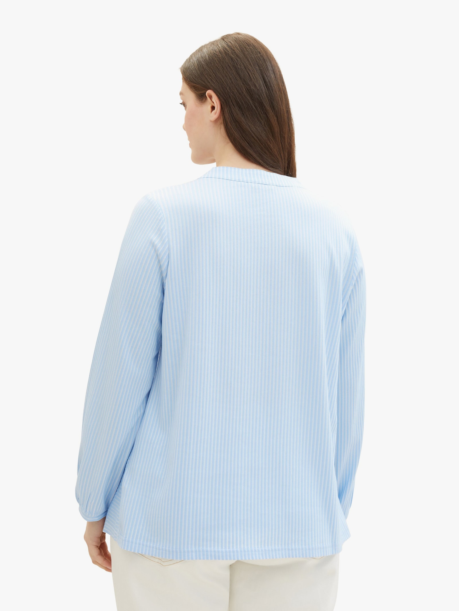 Langarmshirt - blue white thin stripe