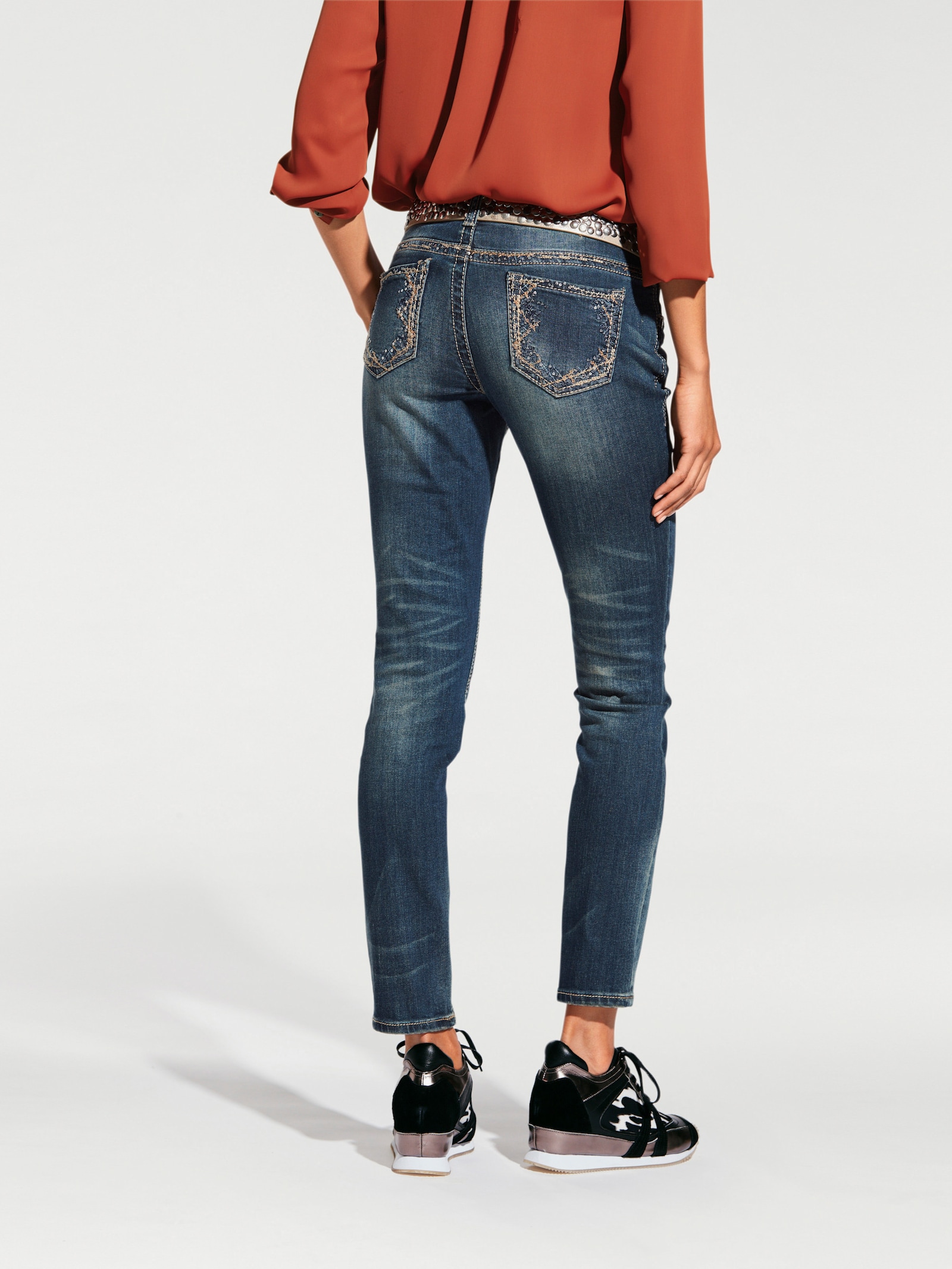 heine Skinny jeans met borduursel - blue stone