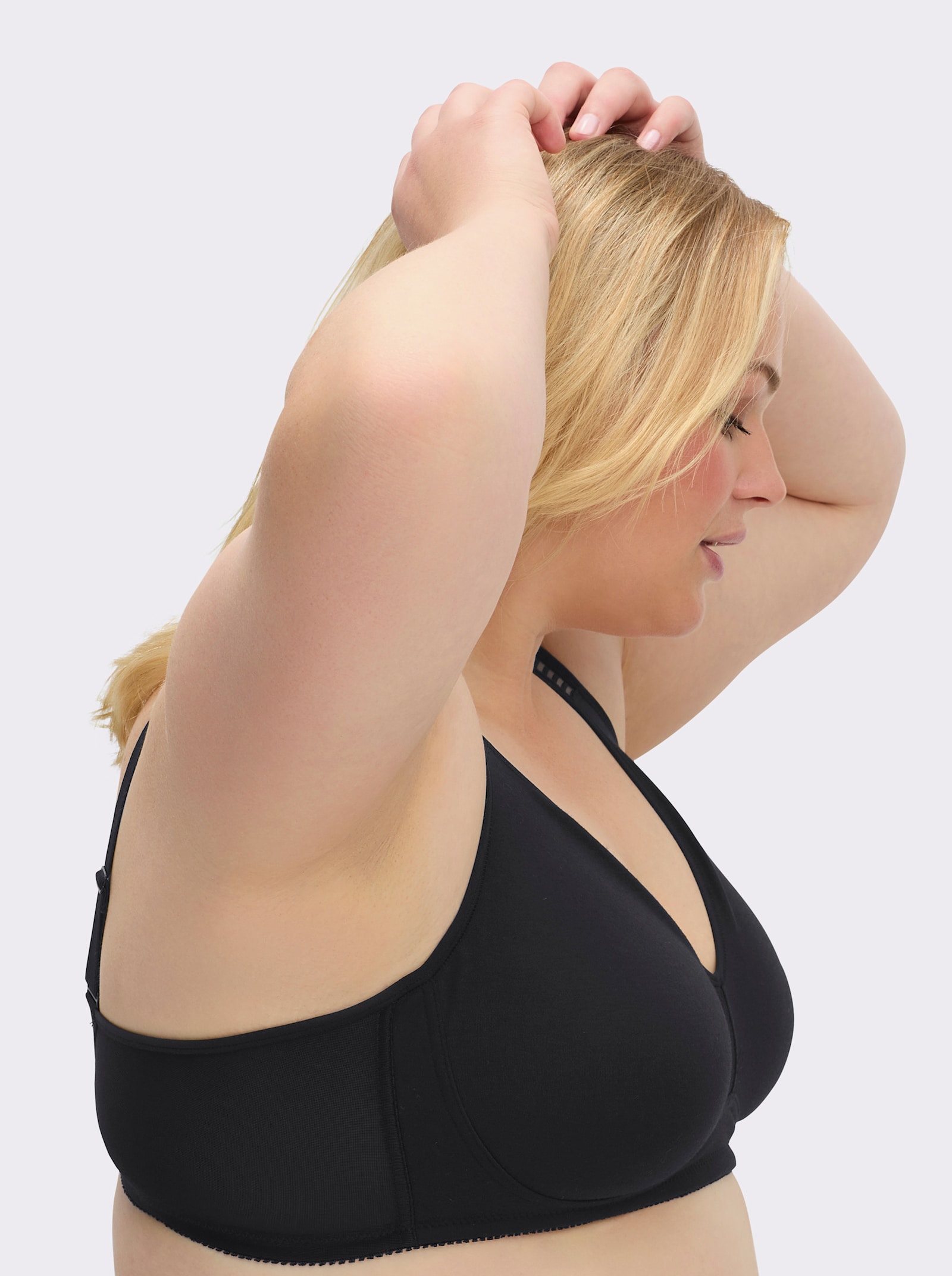 wäschepur Komfort-BH ohne Bügel mit transparenten Einsätzen - schwarz