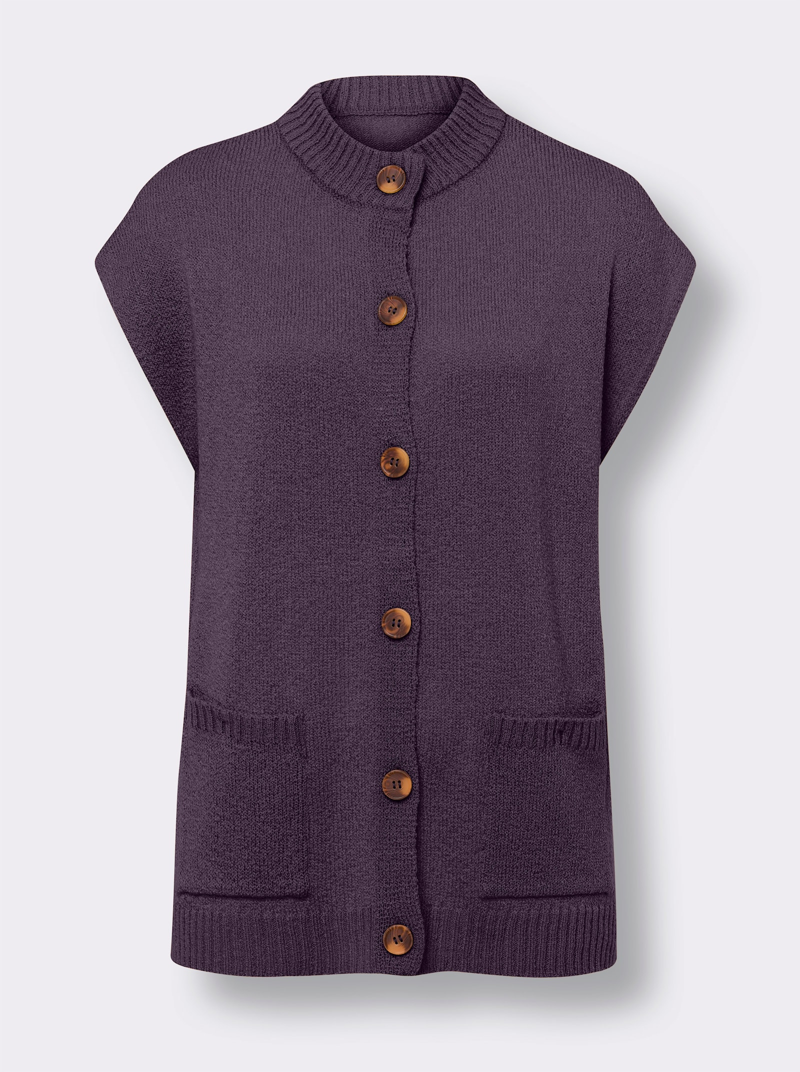 Pletená vesta z úpletu z buklé - fíková