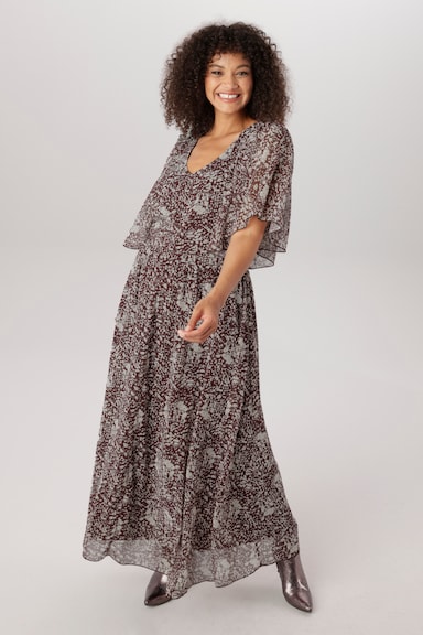 Aniston PLUS Chiffonkleid - bordeaux-weiß