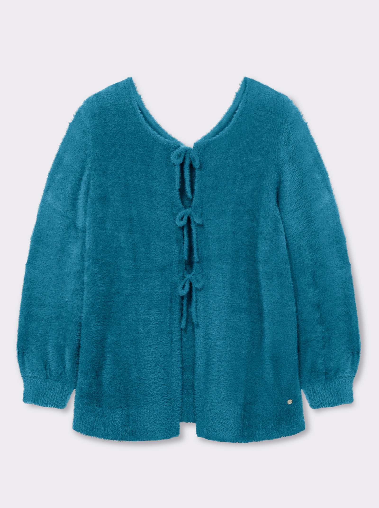 sheego Strickjacke mit Bindebändern und Ballonärmeln - topas