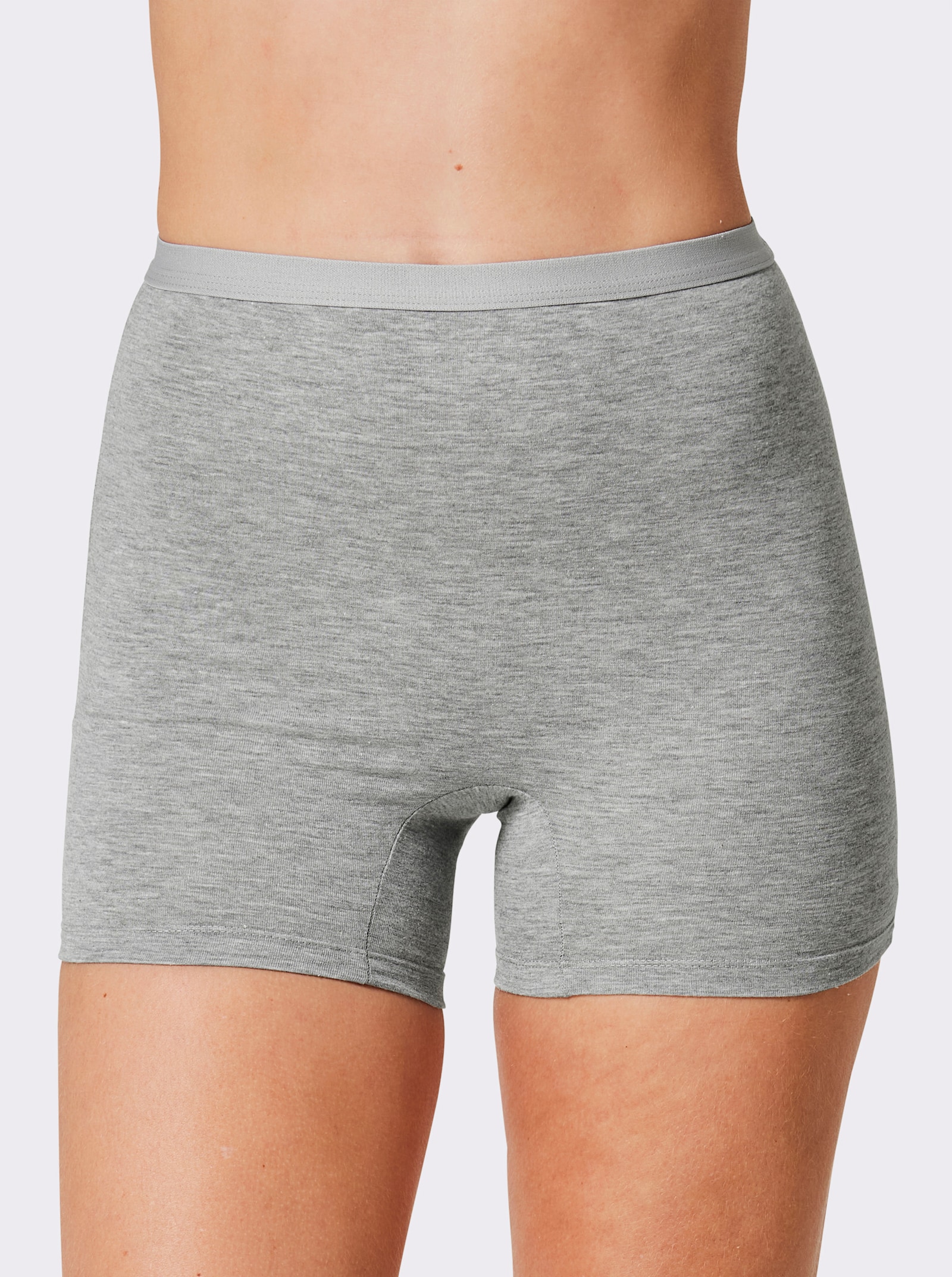 wäschepur Longpanty im Doppelpack - grau-geringelt + grau-meliert